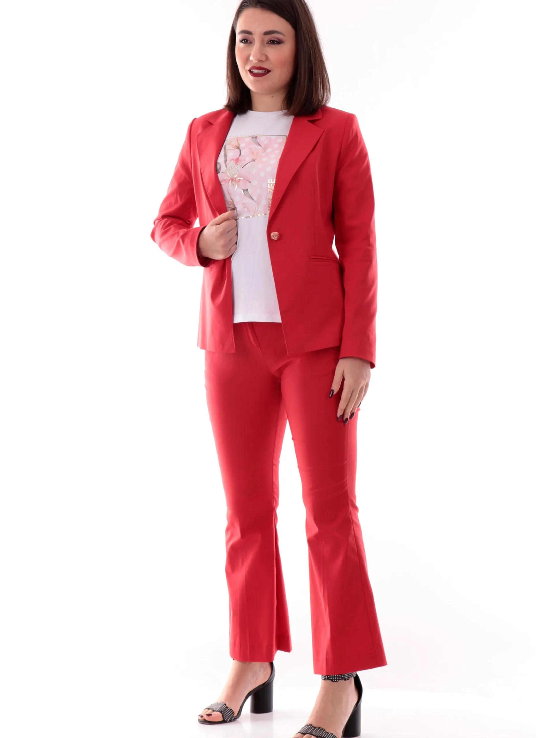 YES ZEE Giacche*Giacca rossa da donna realizzata in cotone elasticizzato G404KD00