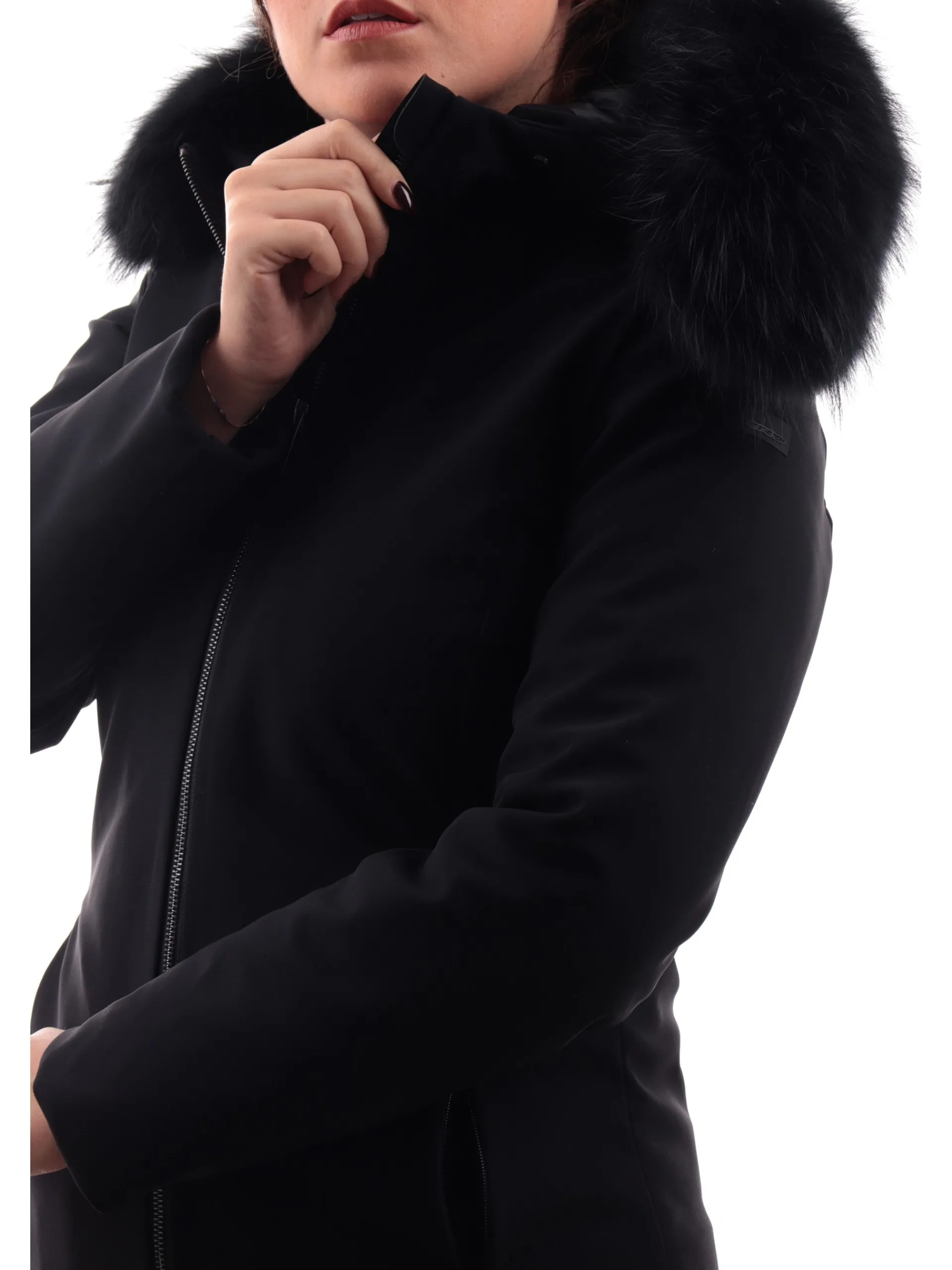 RRD Giubbotti*Giacca nera da donna con pelliccia Winter Storm Fur Wom W24501FT