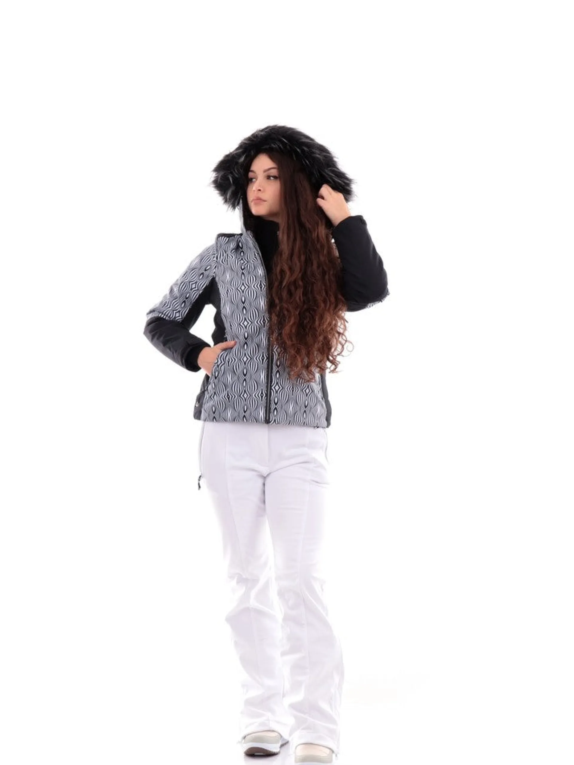 ASTROLABIO Abbigliamento|Giubbini*Giacca sci bianca e nera da donna AB8UT55E2