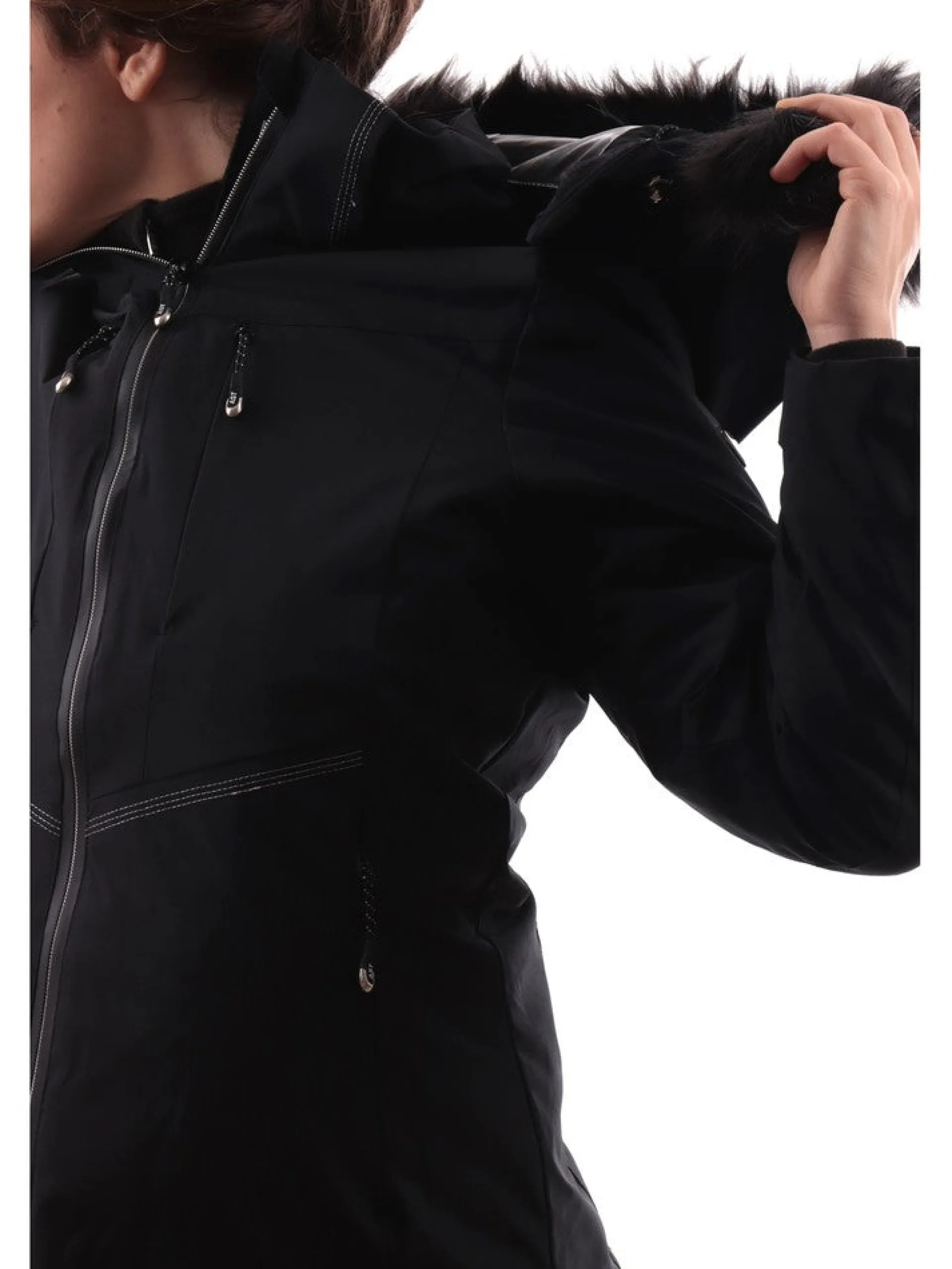 ASTROLABIO Abbigliamento|Giubbini*Giacca Sci nera da Donna con Cappuccio AB8ST34X2E