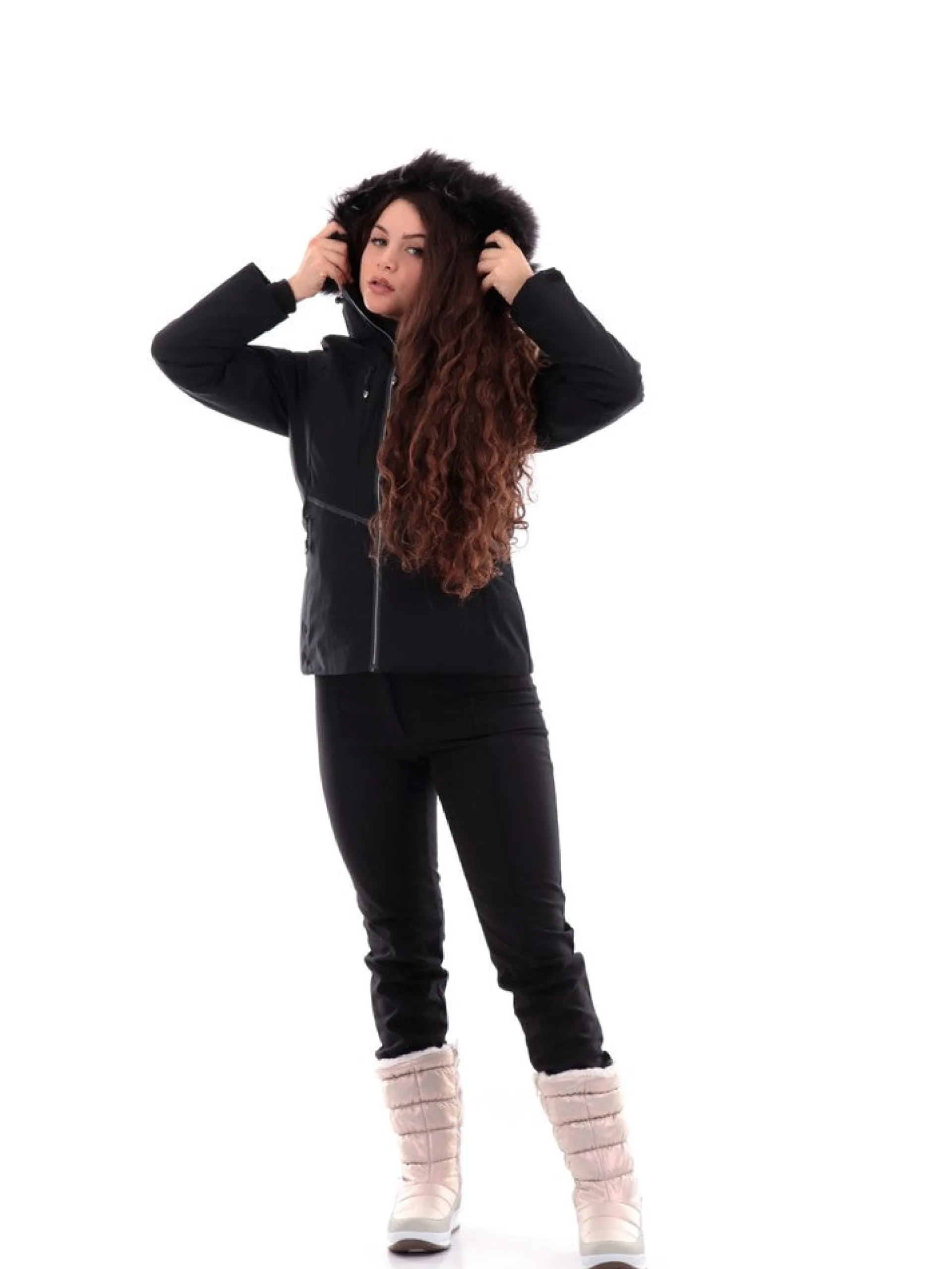 ASTROLABIO Abbigliamento|Giubbini*Giacca Sci nera da Donna con Cappuccio AB8ST34X2E