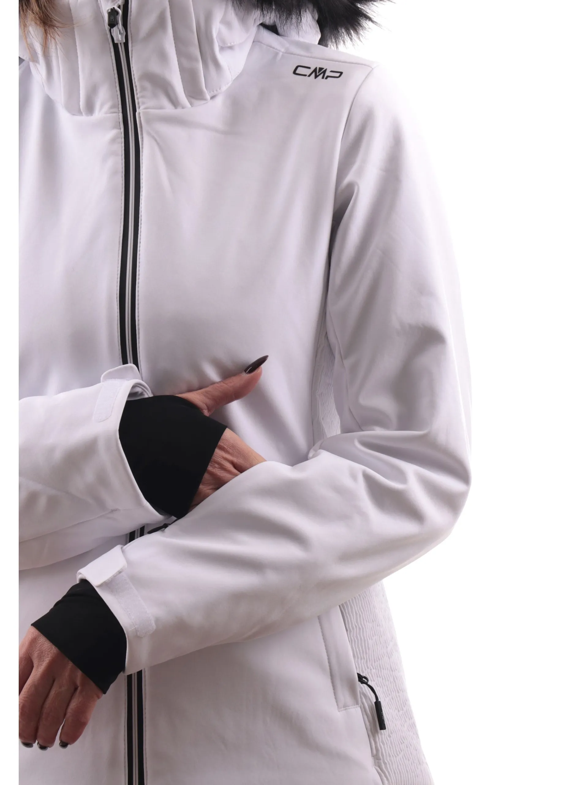 CMP Abbigliamento|Giubbini*Giacca Sci Bianca da donna con cappuccio removibile 34W4546F
