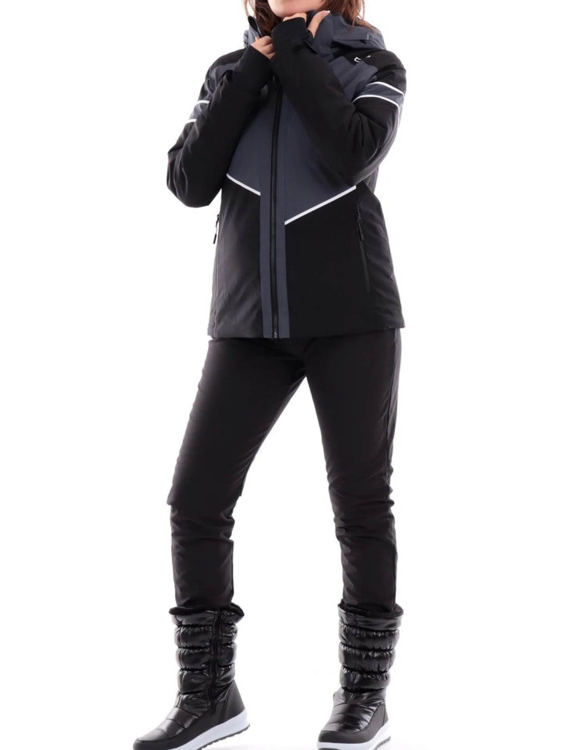 CMP Abbigliamento|Giubbini*Giacca sci grigia e nera da donna con pile interno 33W0726