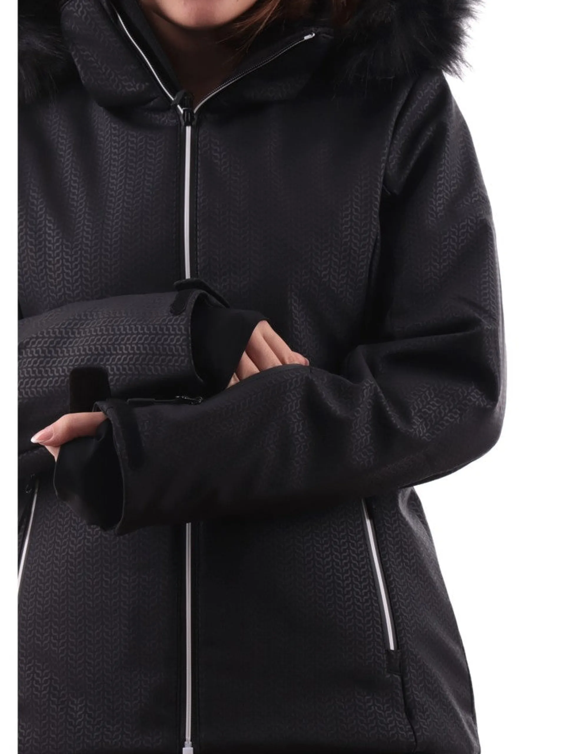 CMP Abbigliamento|Giubbini*Giacca sci nera da donna con ecopelliccia 33W0646F