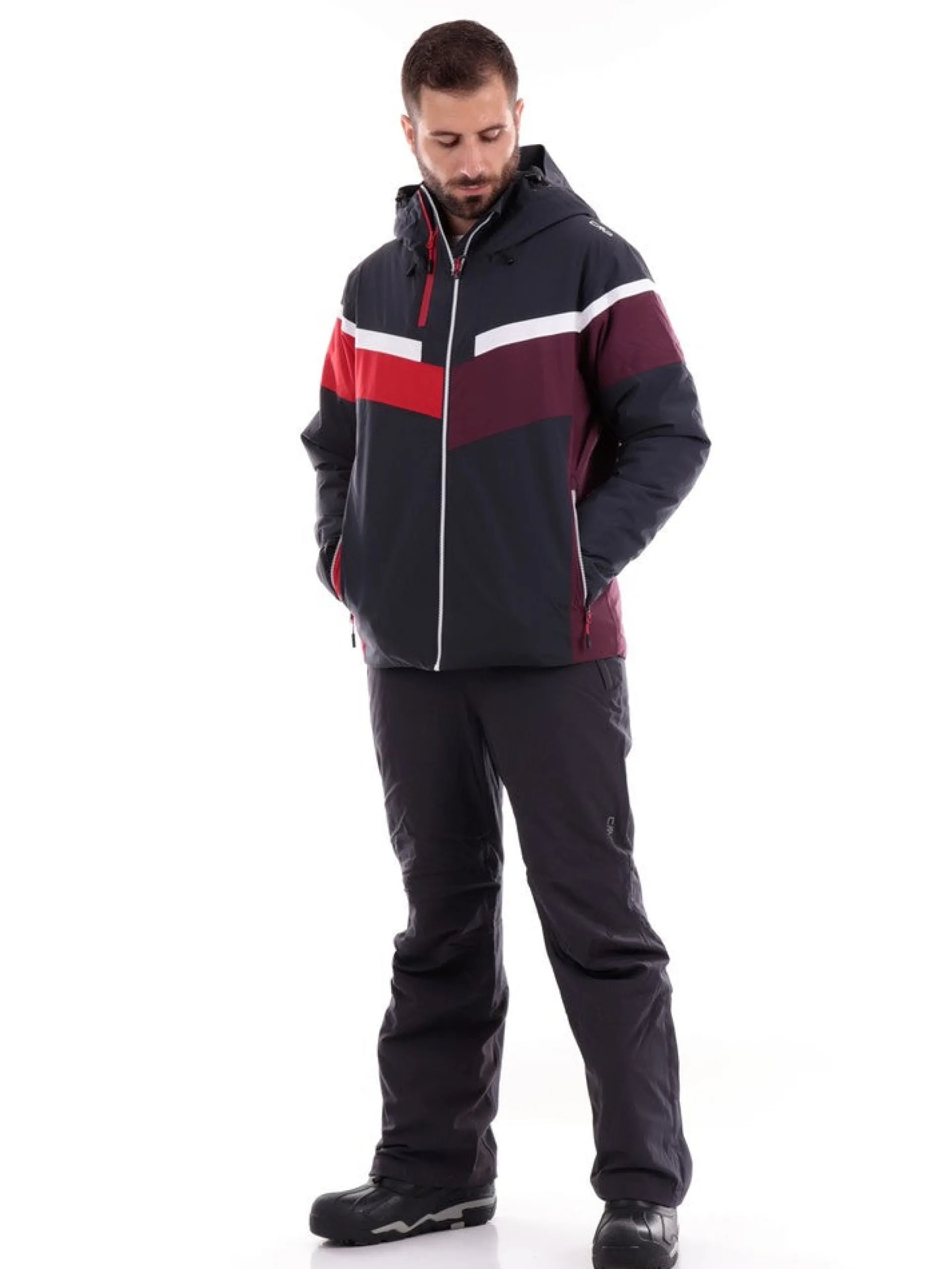 CMP Abbigliamento|Giubbini*Giacca sci nera e rossa da uomo 33W0827