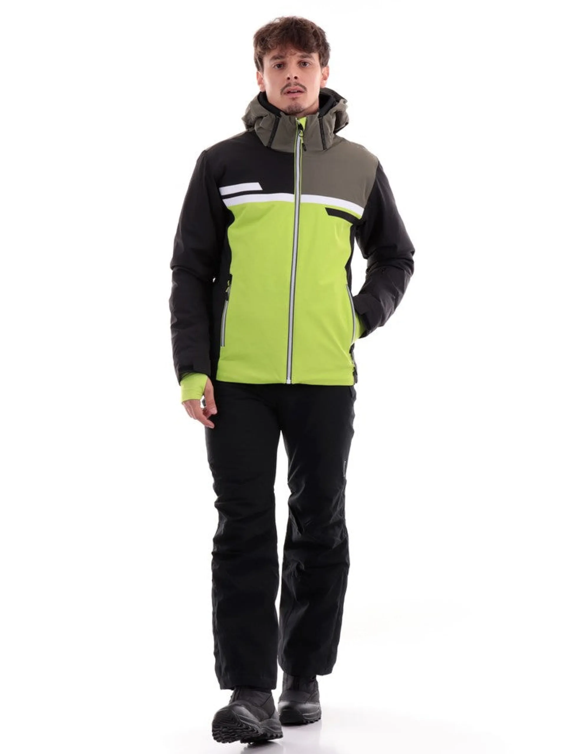 CMP Abbigliamento|Giubbini*Giacca sci verde, gialla e nera da uomo 33W0747