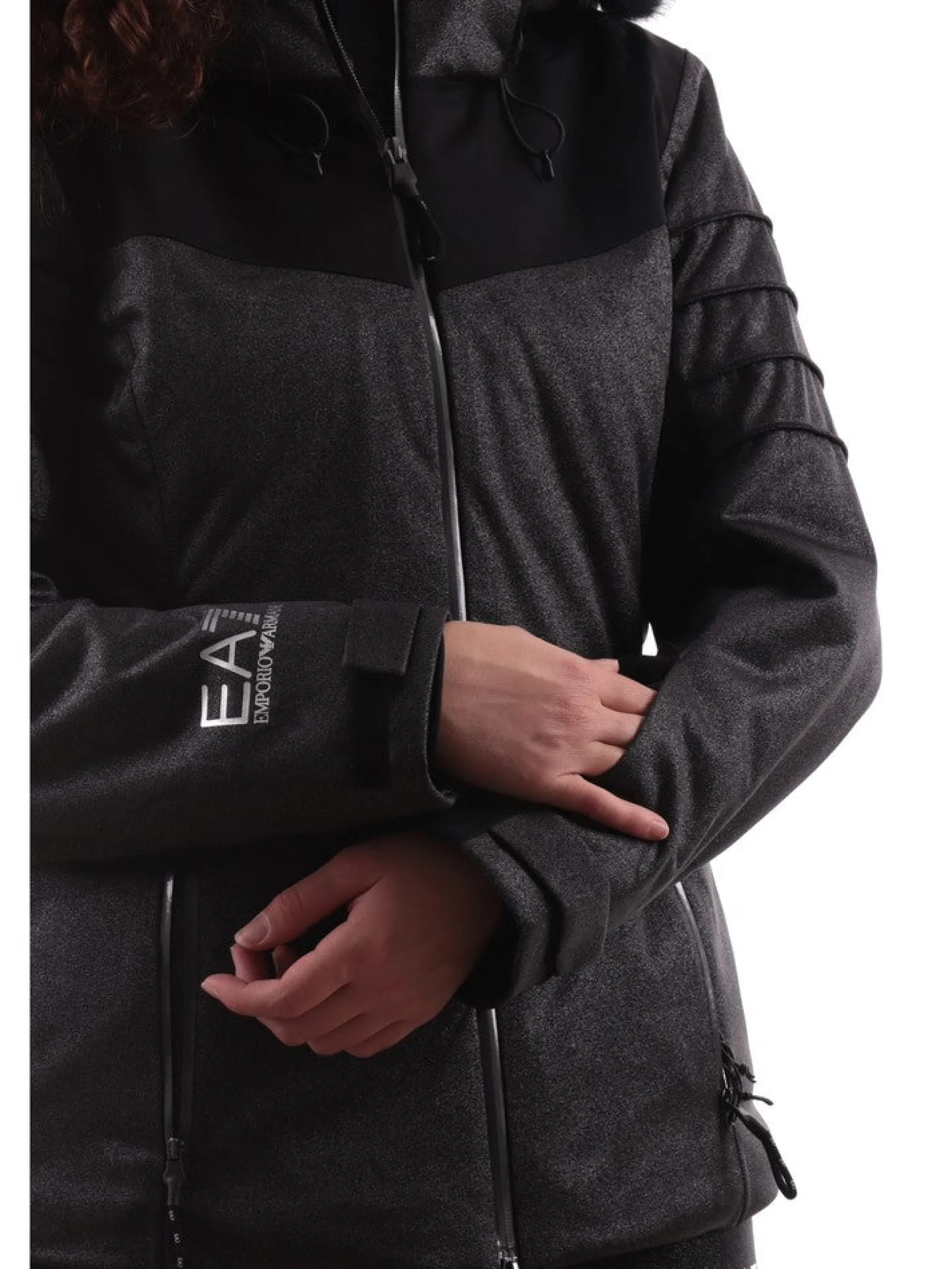 EMPORIO ARMANI 7 Abbigliamento|Giubbini*Giacca sci Emporio Armani EA7 nera e argento da donna 6RTG15TNDCZ