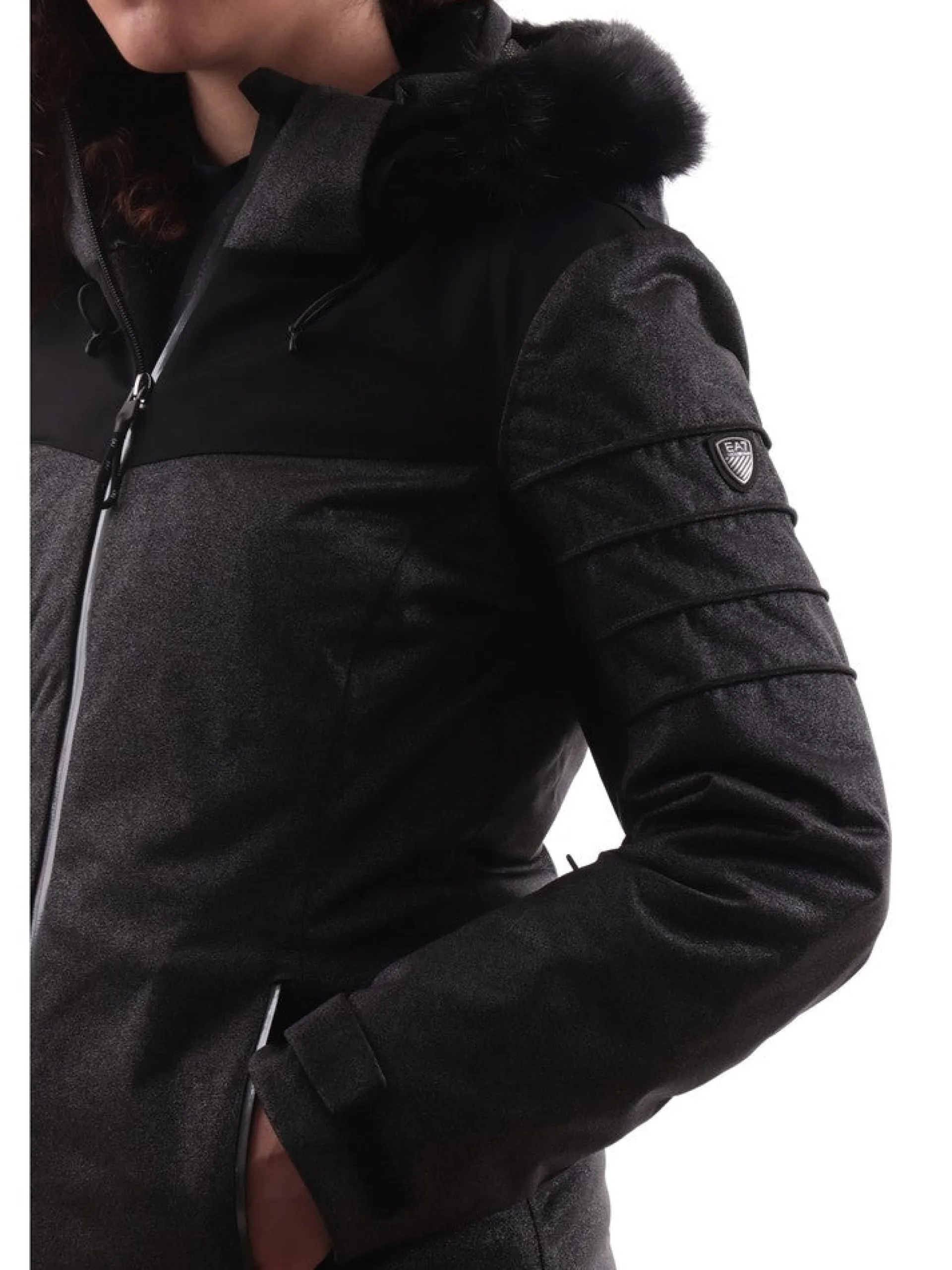 EMPORIO ARMANI 7 Abbigliamento|Giubbini*Giacca sci Emporio Armani EA7 nera e argento da donna 6RTG15TNDCZ