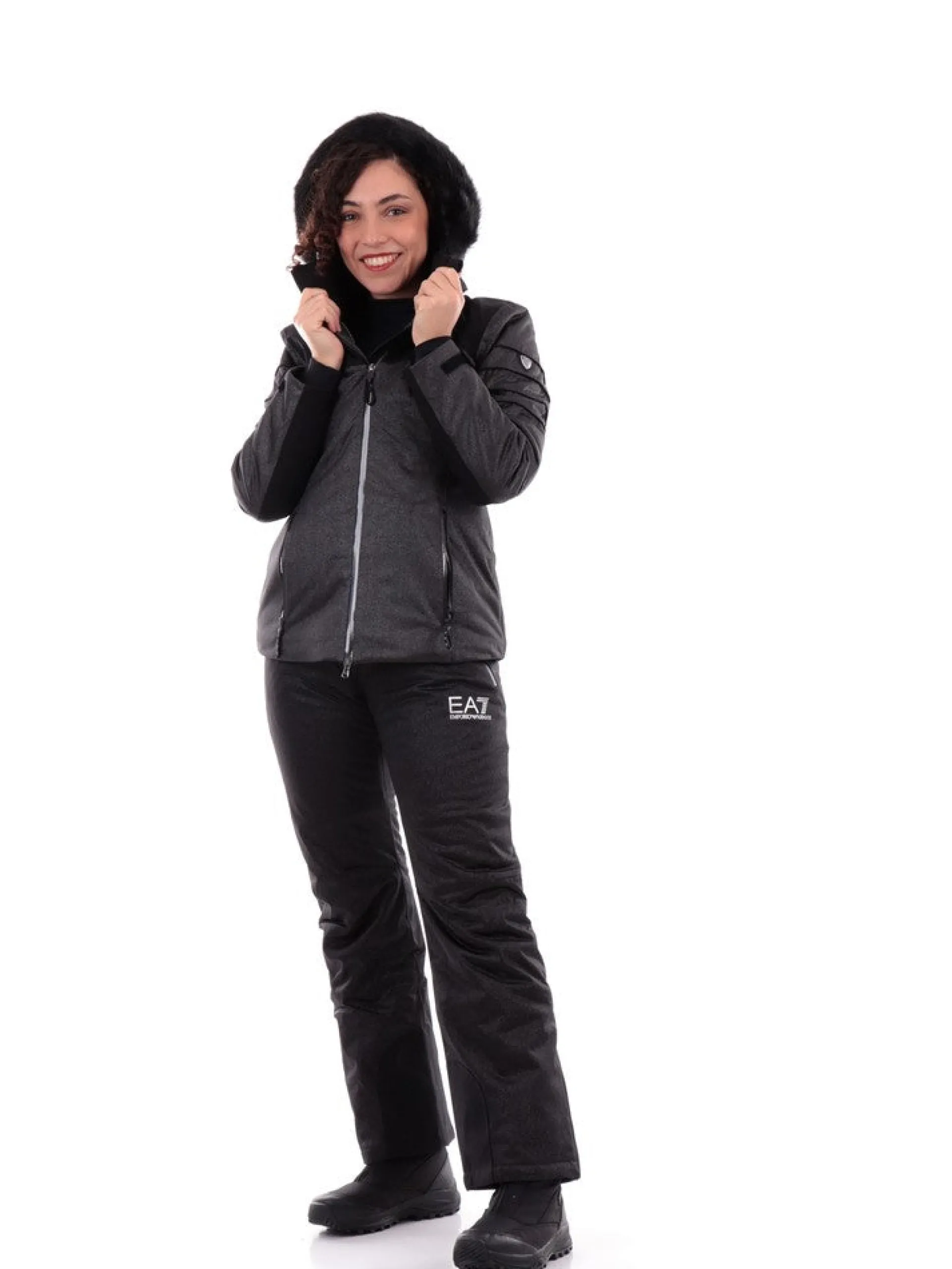 EMPORIO ARMANI 7 Abbigliamento|Giubbini*Giacca sci Emporio Armani EA7 nera e argento da donna 6RTG15TNDCZ