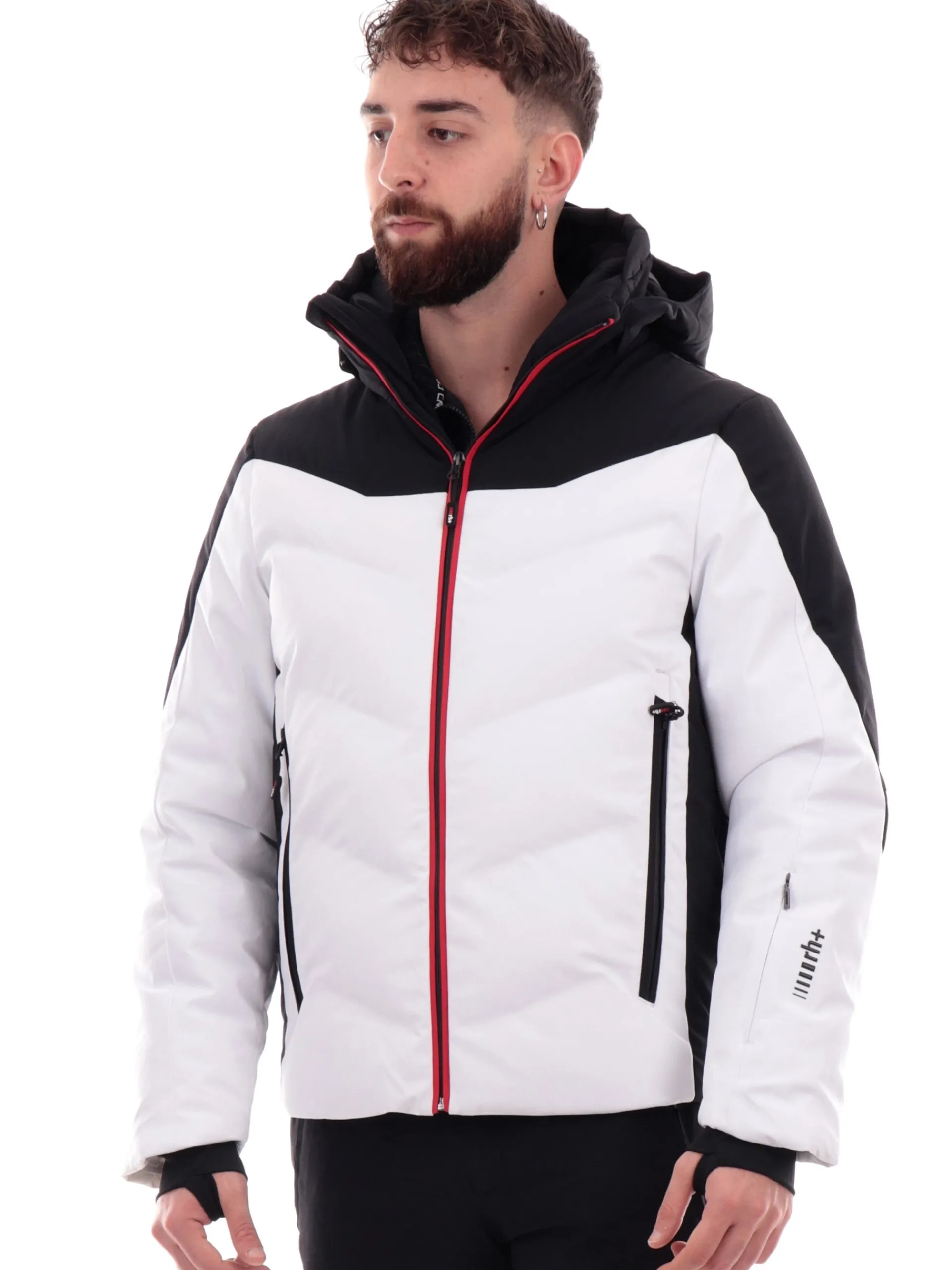 ZERORH+ Abbigliamento|Giubbini*Giacca sci ZeroRh bianca e nera da uomo Solaris INU3133