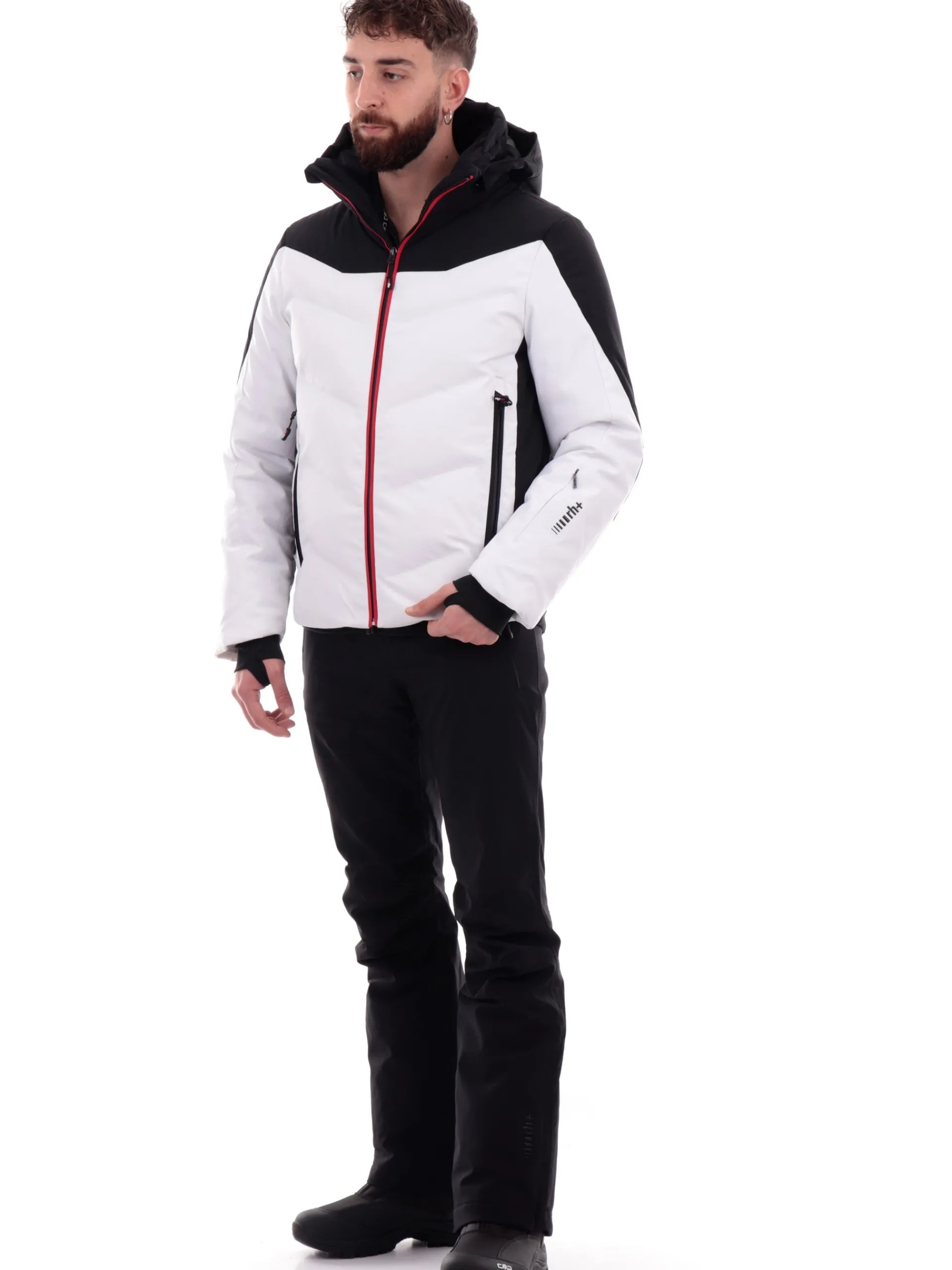 ZERORH+ Abbigliamento|Giubbini*Giacca sci ZeroRh bianca e nera da uomo Solaris INU3133