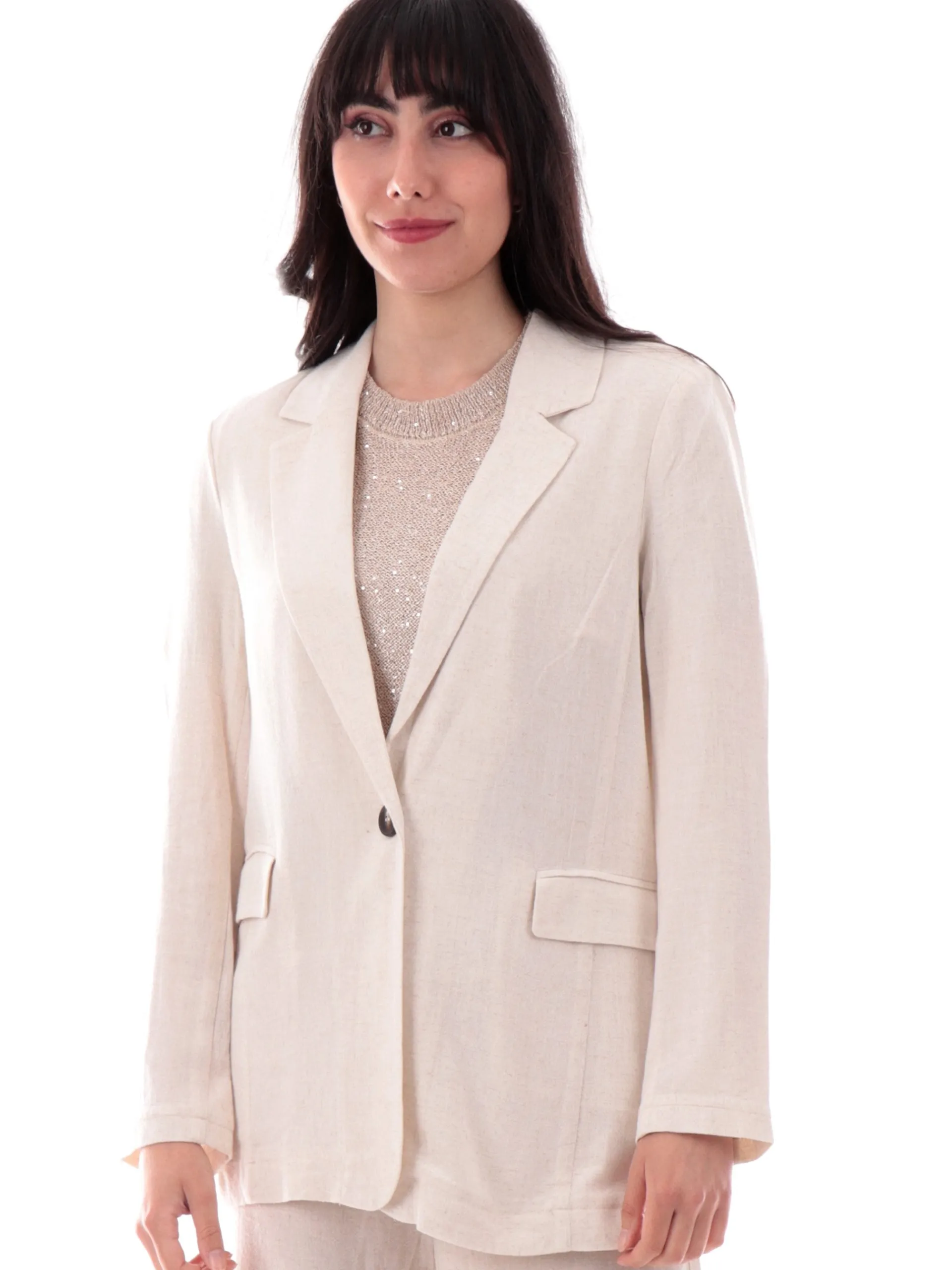 TIFFOSI Giacche*Giacca Blazer beige da donna viscosa misto lino 10059681104