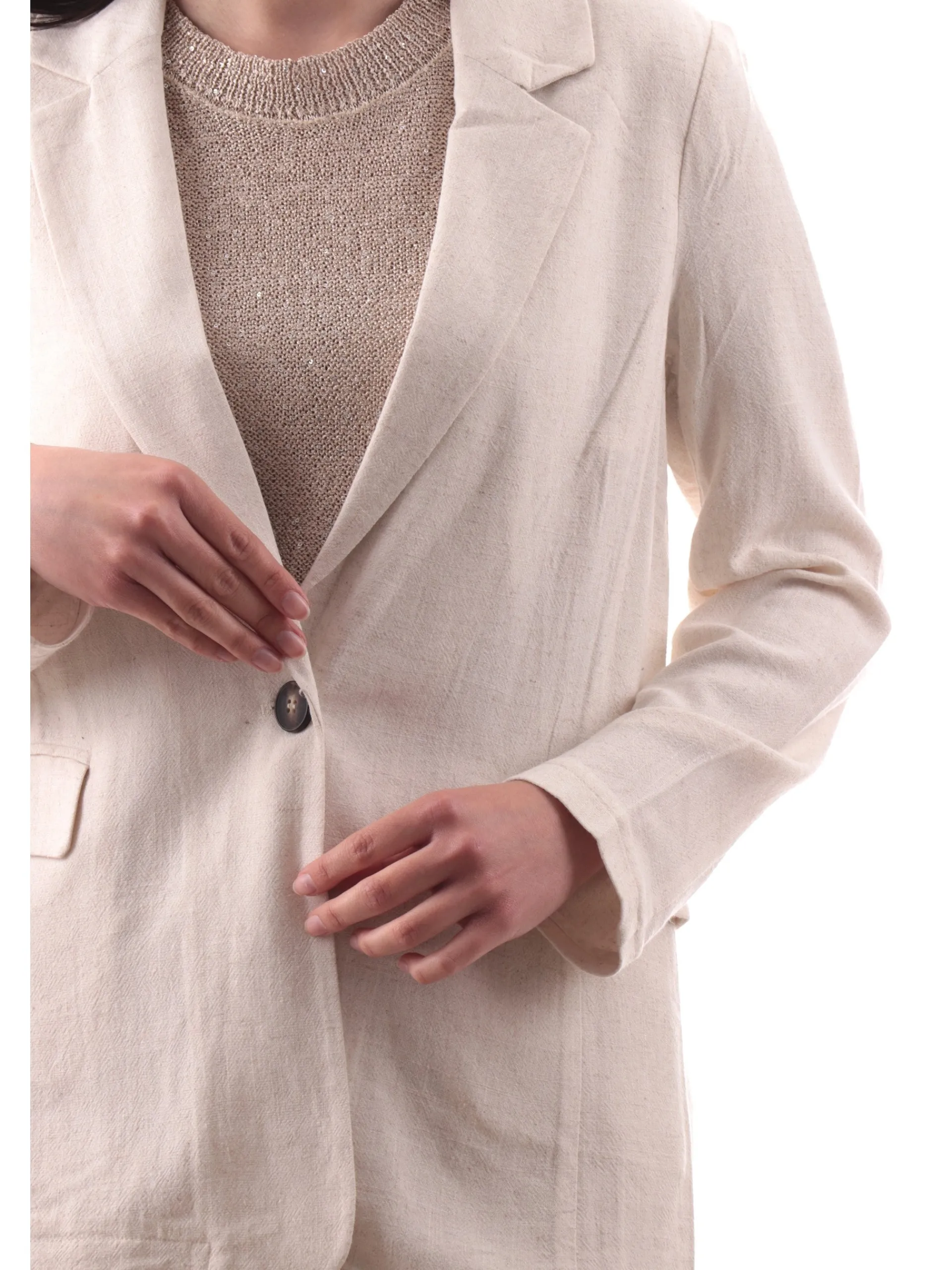 TIFFOSI Giacche*Giacca Blazer beige da donna viscosa misto lino 10059681104