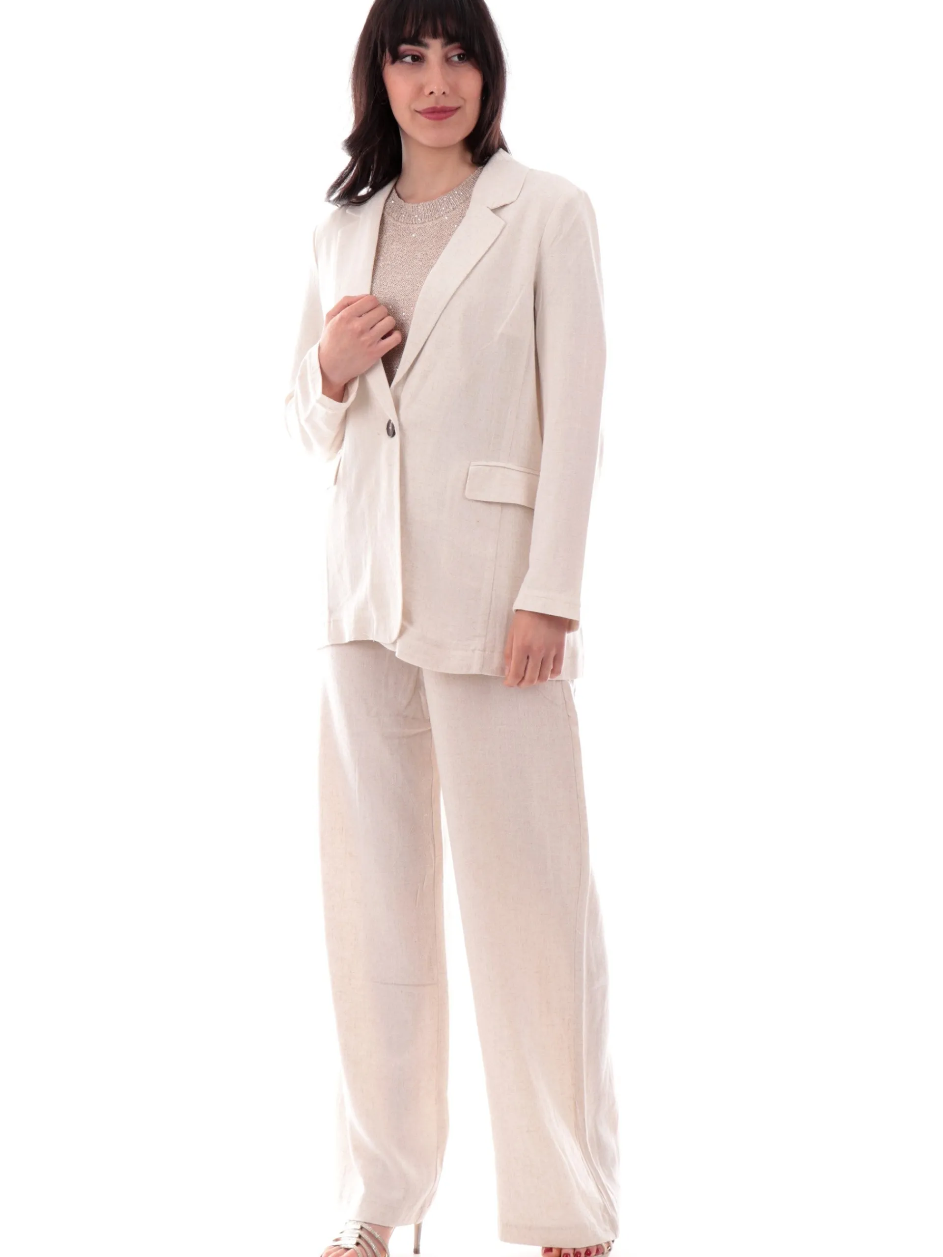 TIFFOSI Giacche*Giacca Blazer beige da donna viscosa misto lino 10059681104