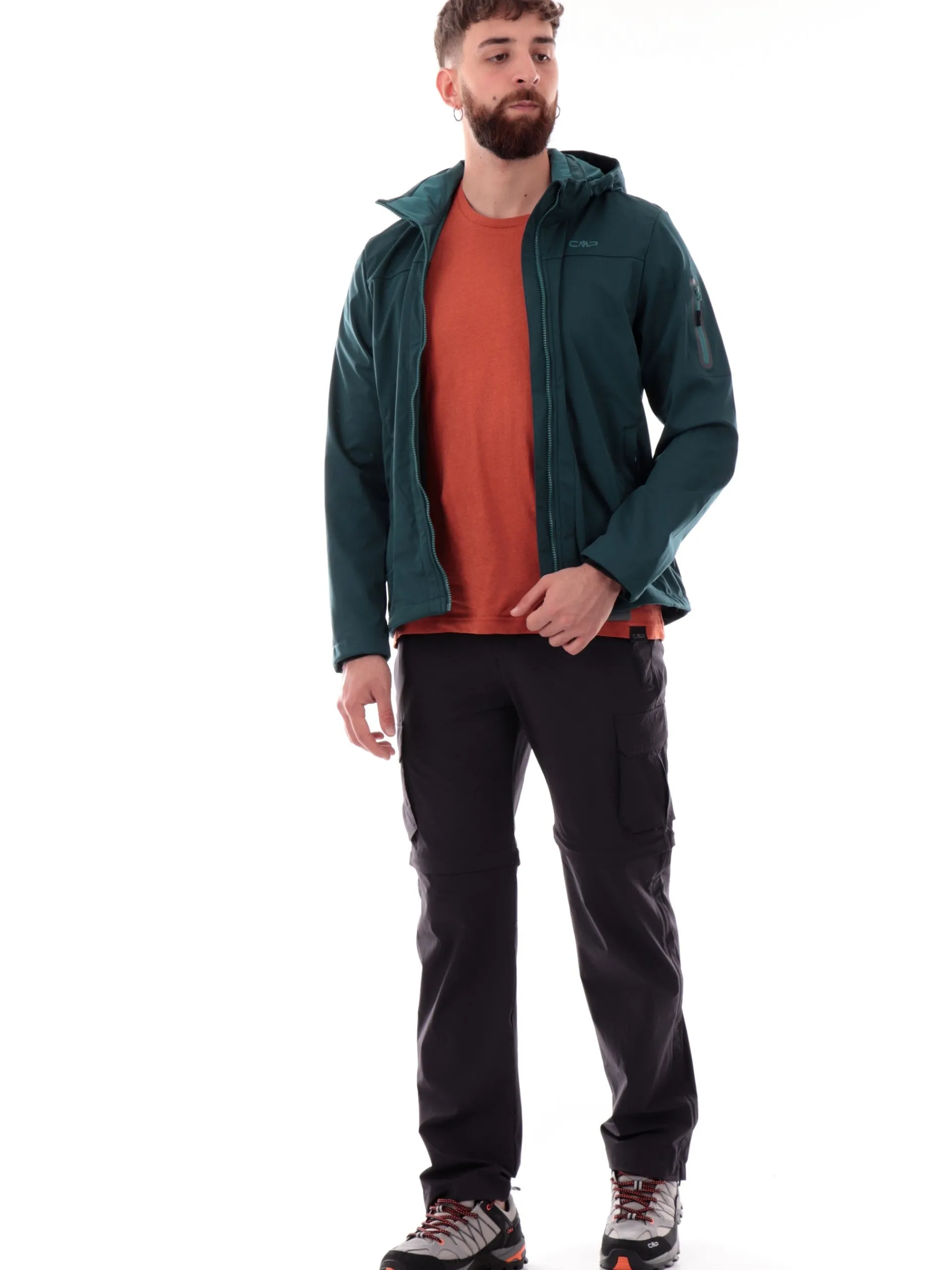 CMP Giubbini|Giubbini*Giacca trekking verde da uomo con cappuccio removibile 39A5027