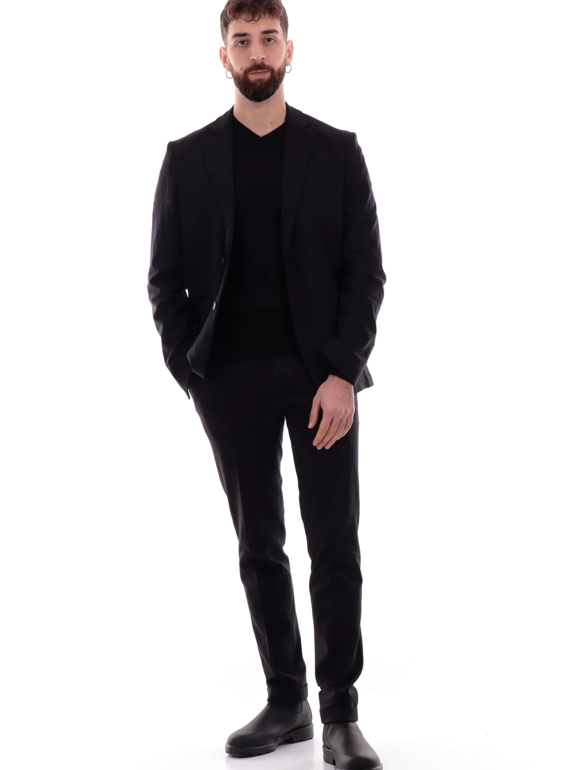 YES ZEE Giacche*Giacca uomo nera Elegante con rever G805D3000
