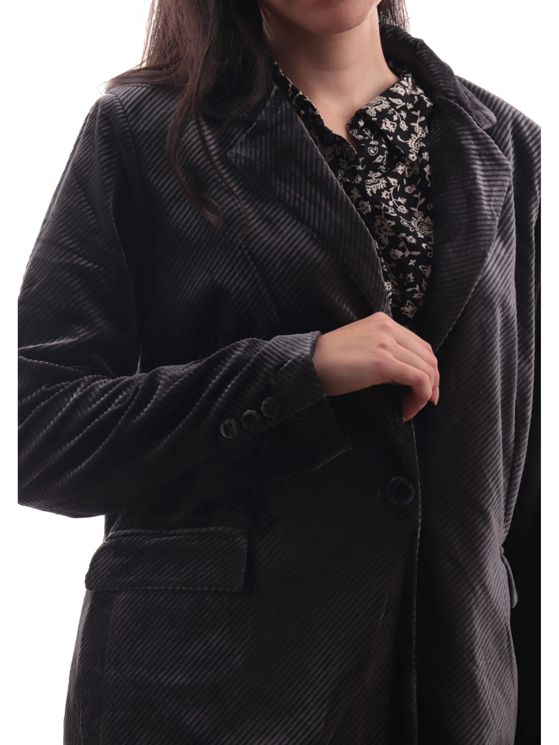 MOLLYBRACKEN Giacche*Giacca velluto donna Molly Bracken grigia rigata T1696ACHDK