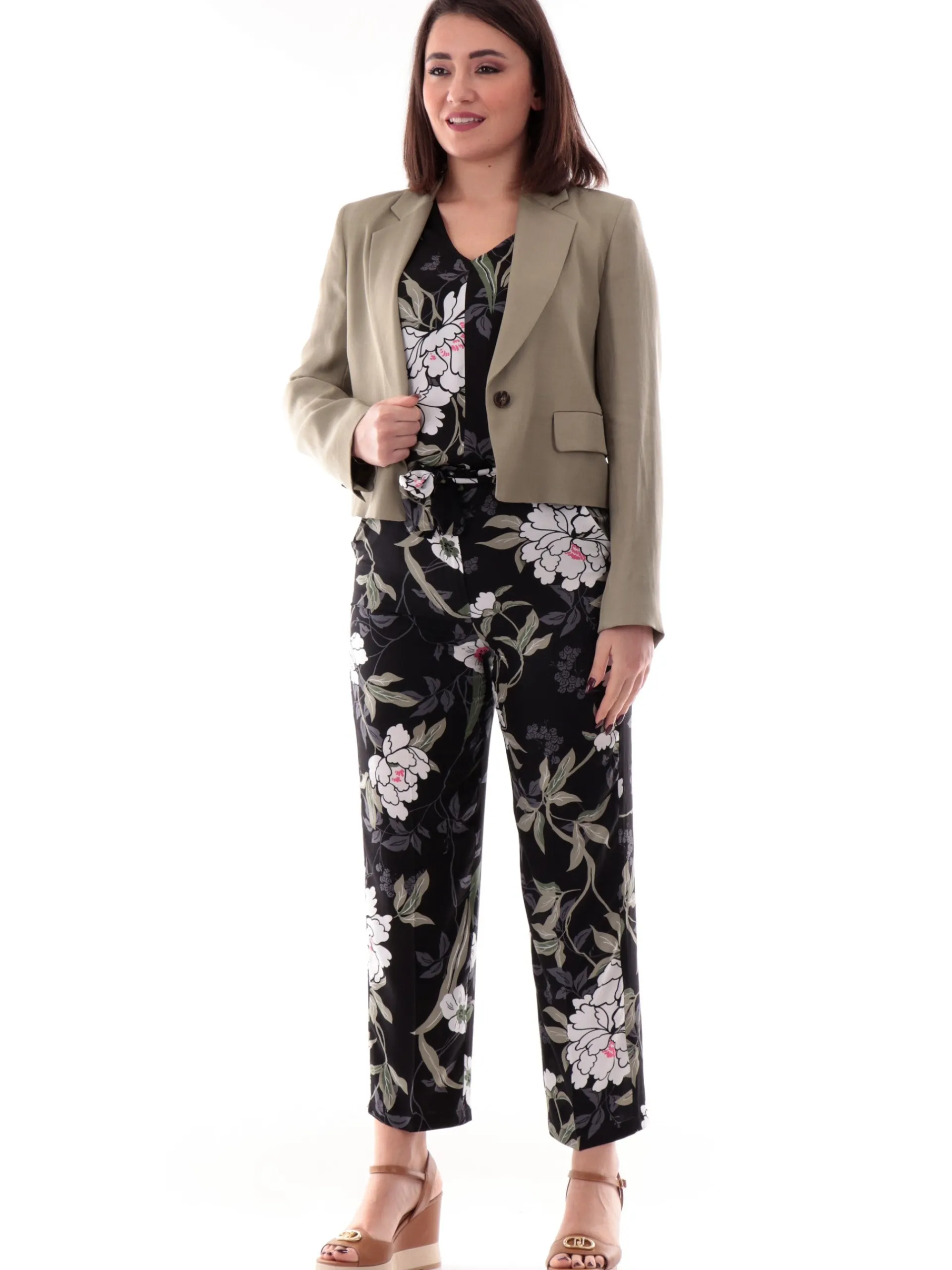 EMME MARELLA Giacche*Giacca verde salvia da donna crop