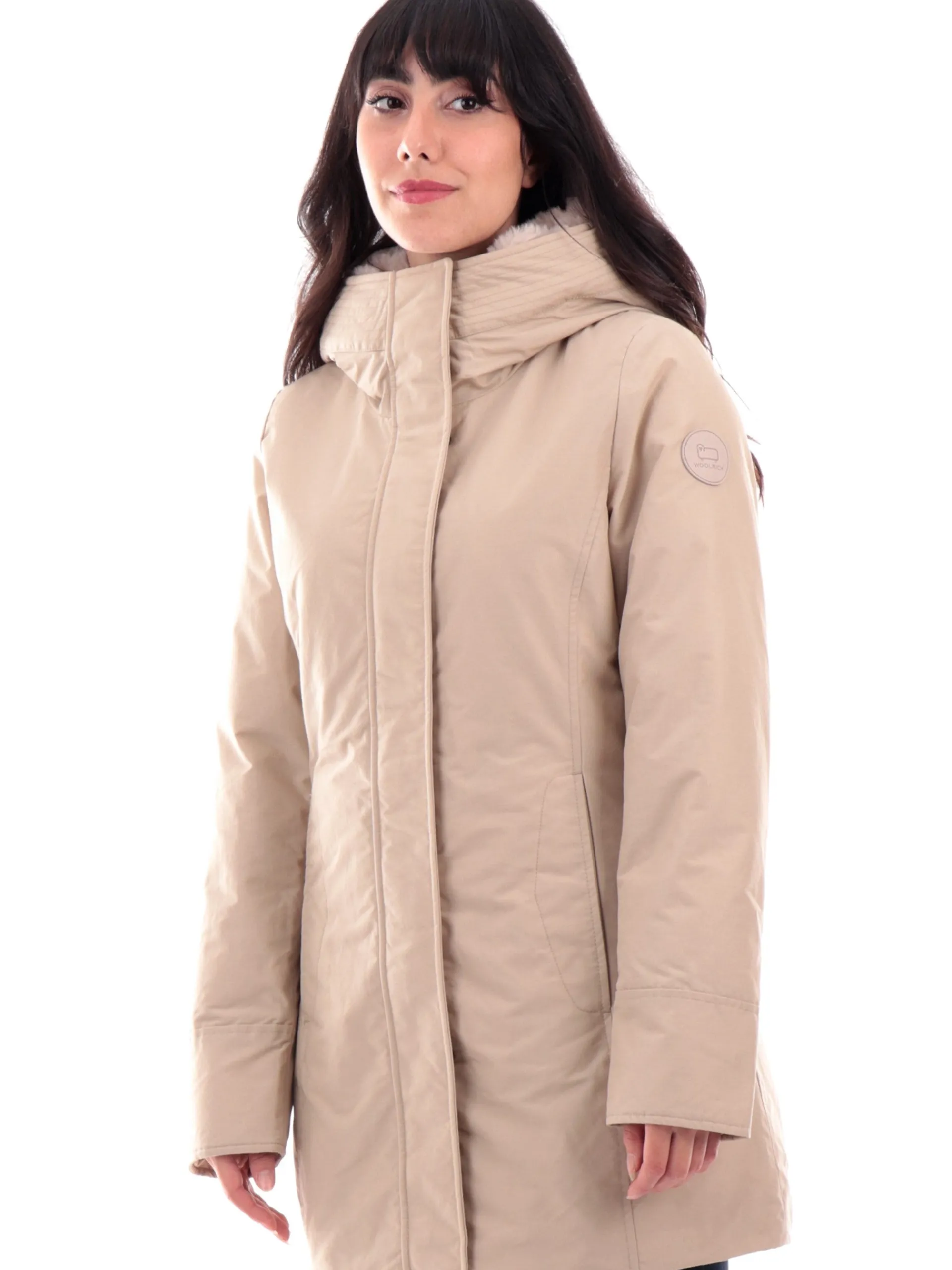 WOOLRICH Giubbotti*Giacca beige chiaro da donna Boulder Faux Fur Parka 0724FRUT0001