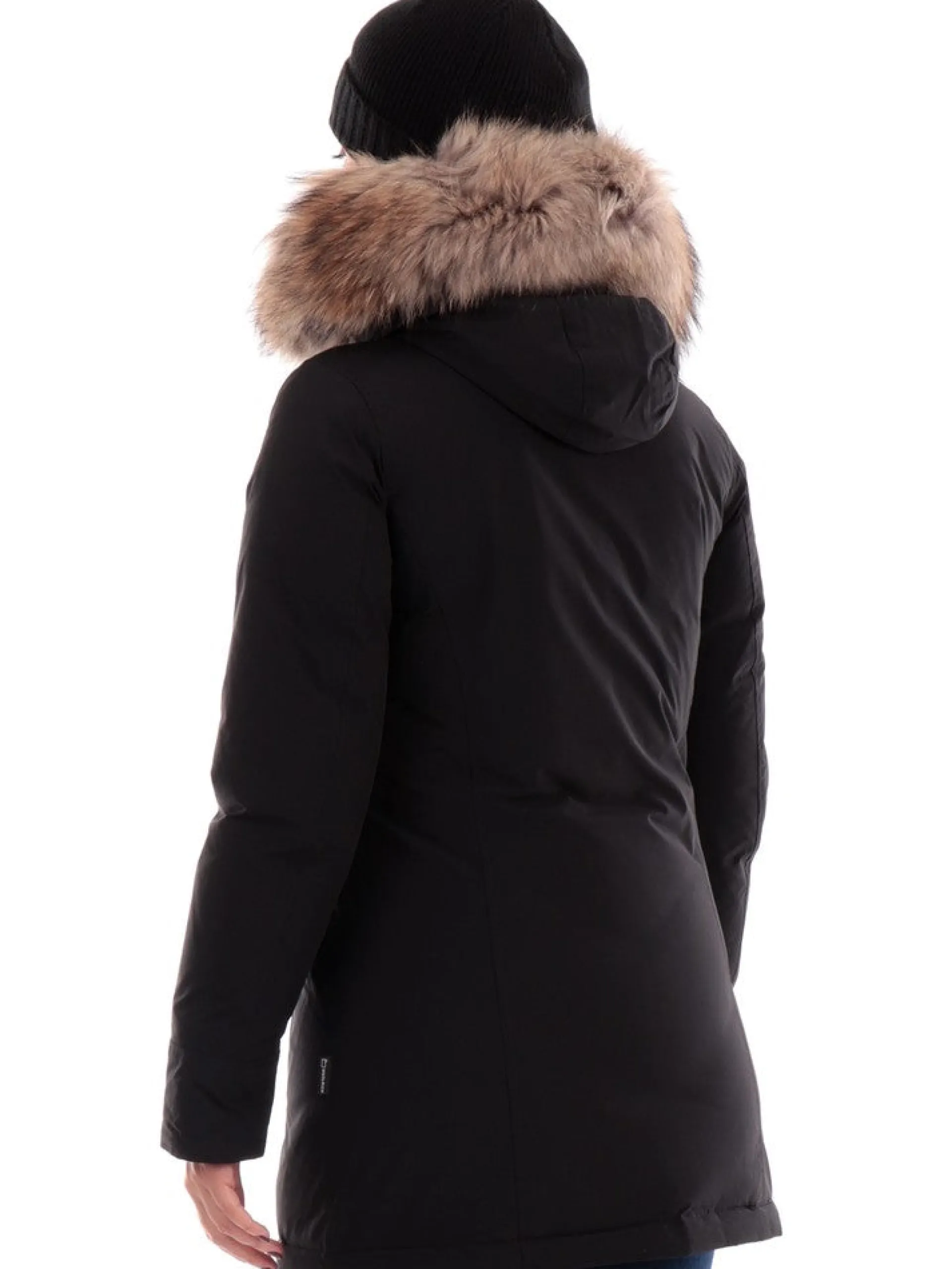 WOOLRICH Giubbotti*Giacca nera da donna Lux Arctic Raccoon Parka 0652FRUT3128