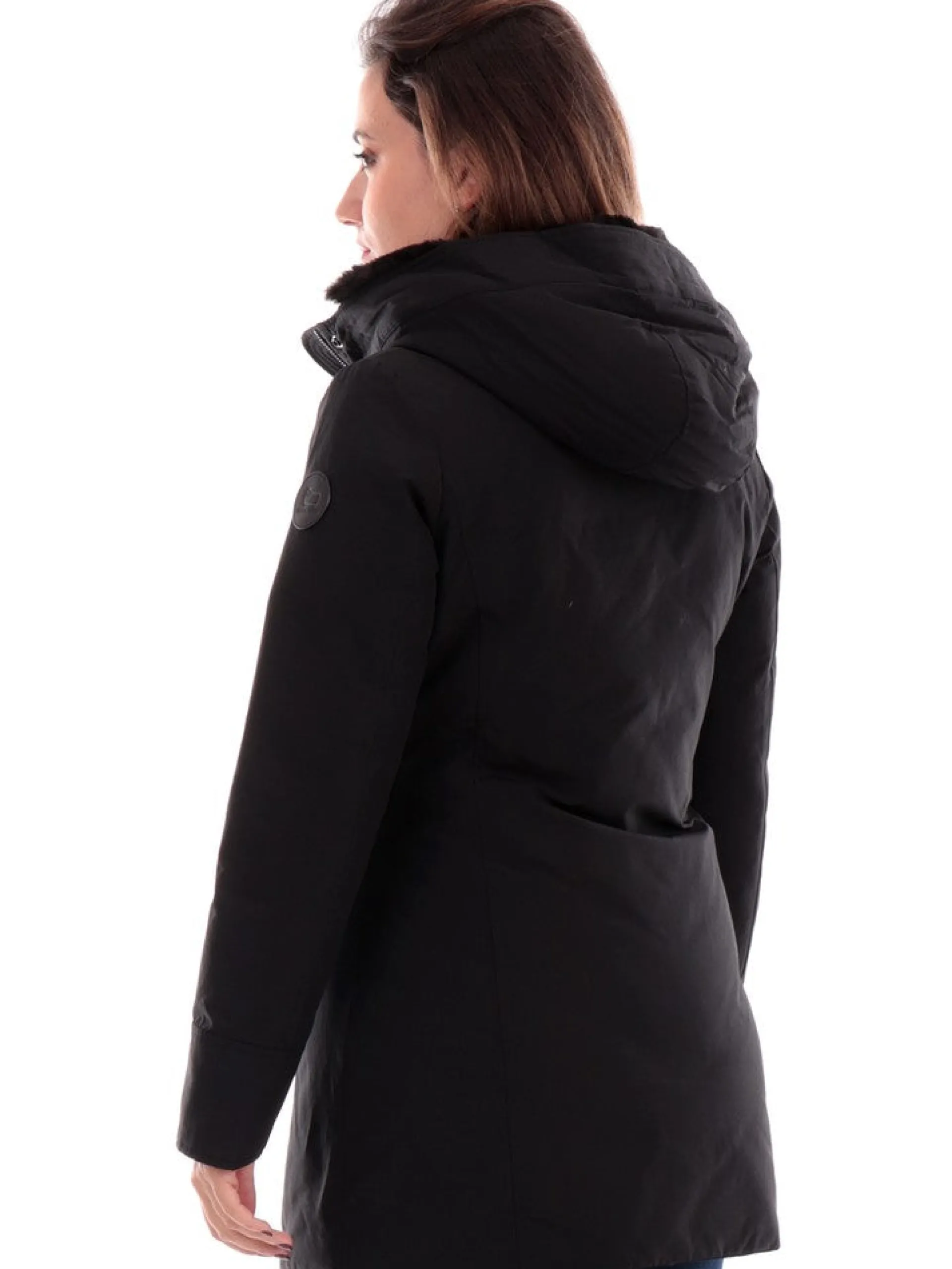 WOOLRICH Giubbotti*Giacca nera da donna Boulder Faux Fur Parka 0724FRUT0001
