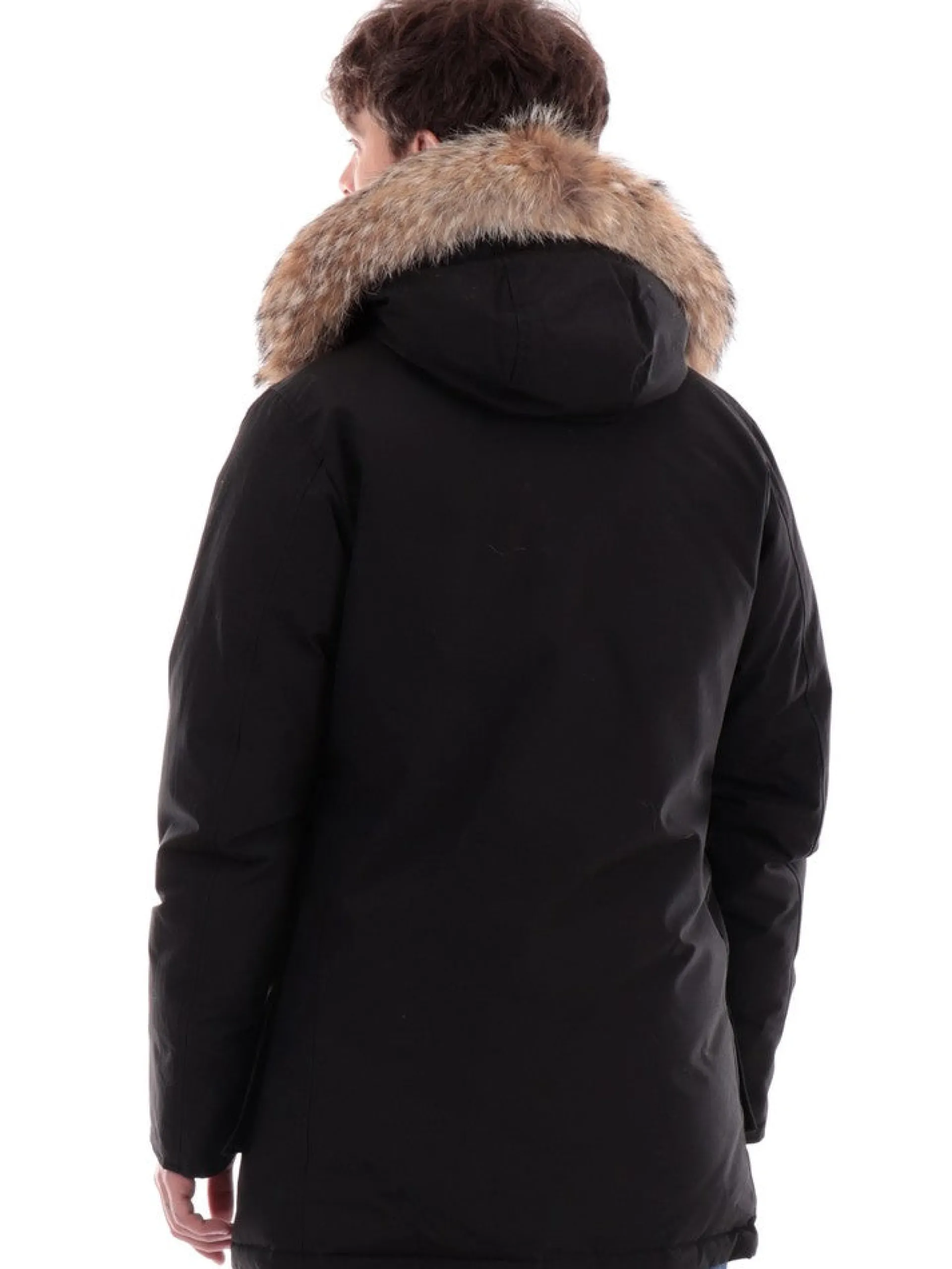 WOOLRICH Giubbotti*Giacca nera da Uomo Arctic Parka con Cappuccio pelliccia 0482MRUT0001
