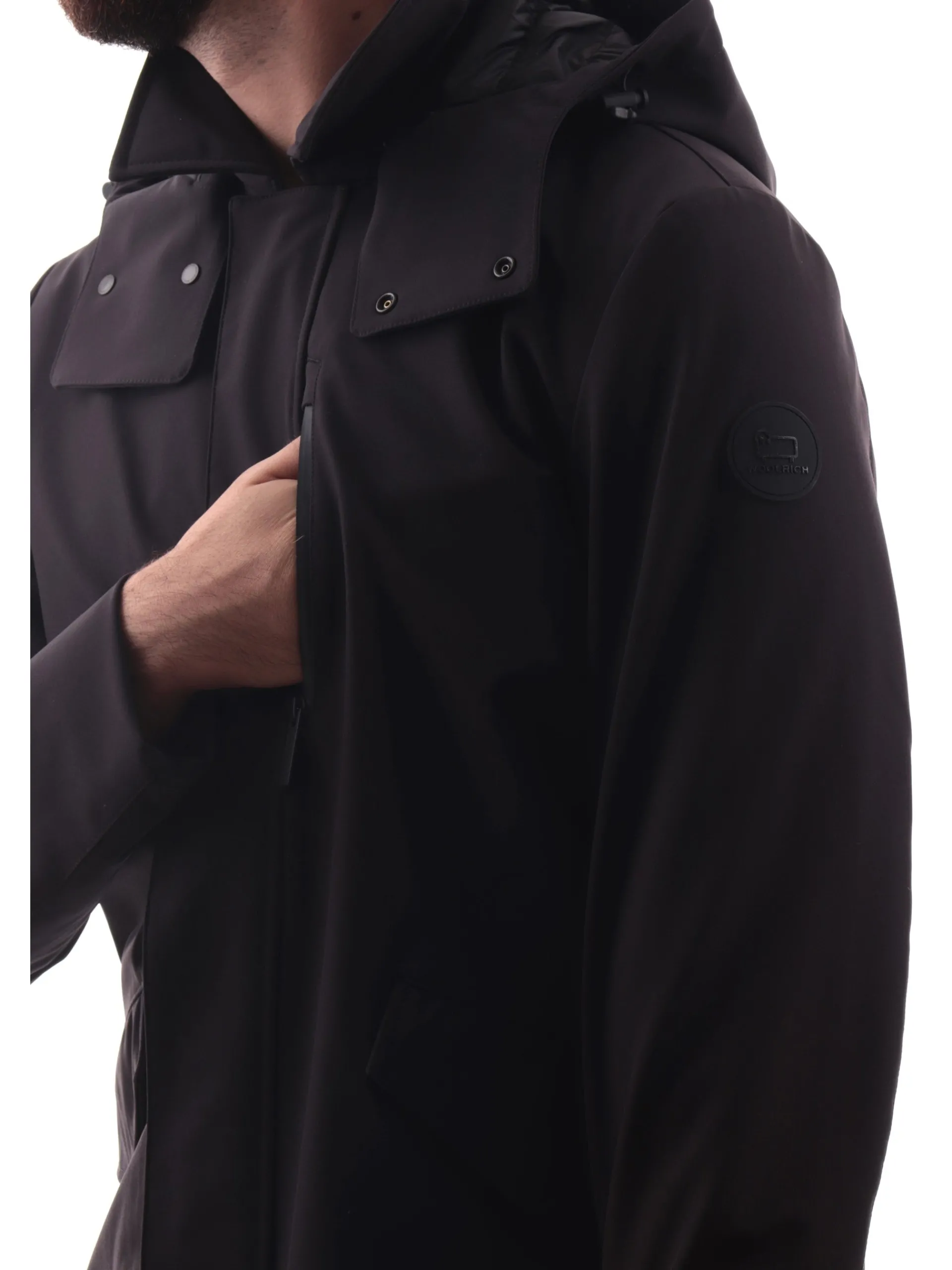 WOOLRICH Giubbotti*Giacca nera da uomo Barrow Mac Softshell 0792MRUT3496M