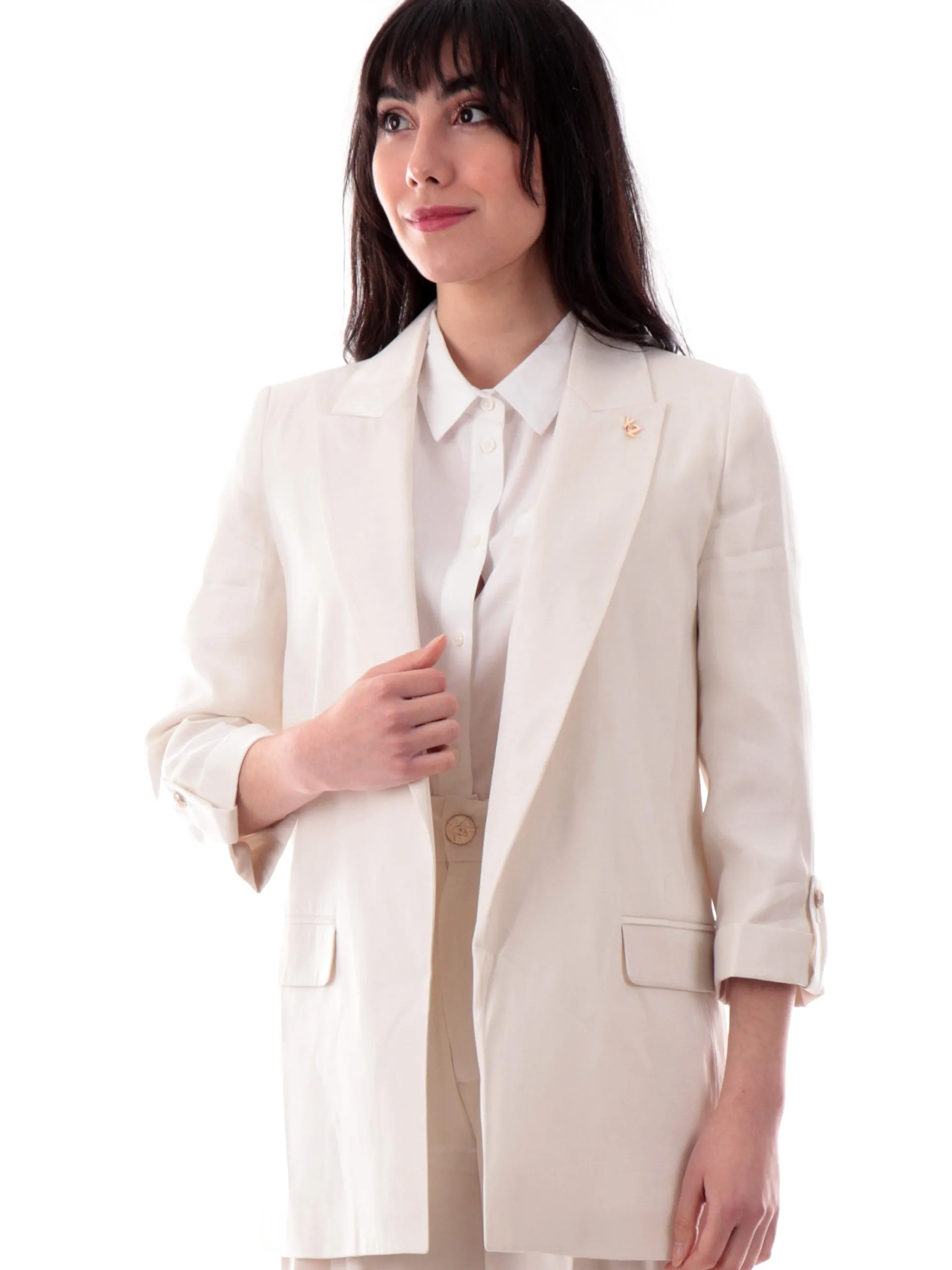 YES ZEE Giacche*Giacca bianca da donna con maniche tre quarti G446C700-0157
