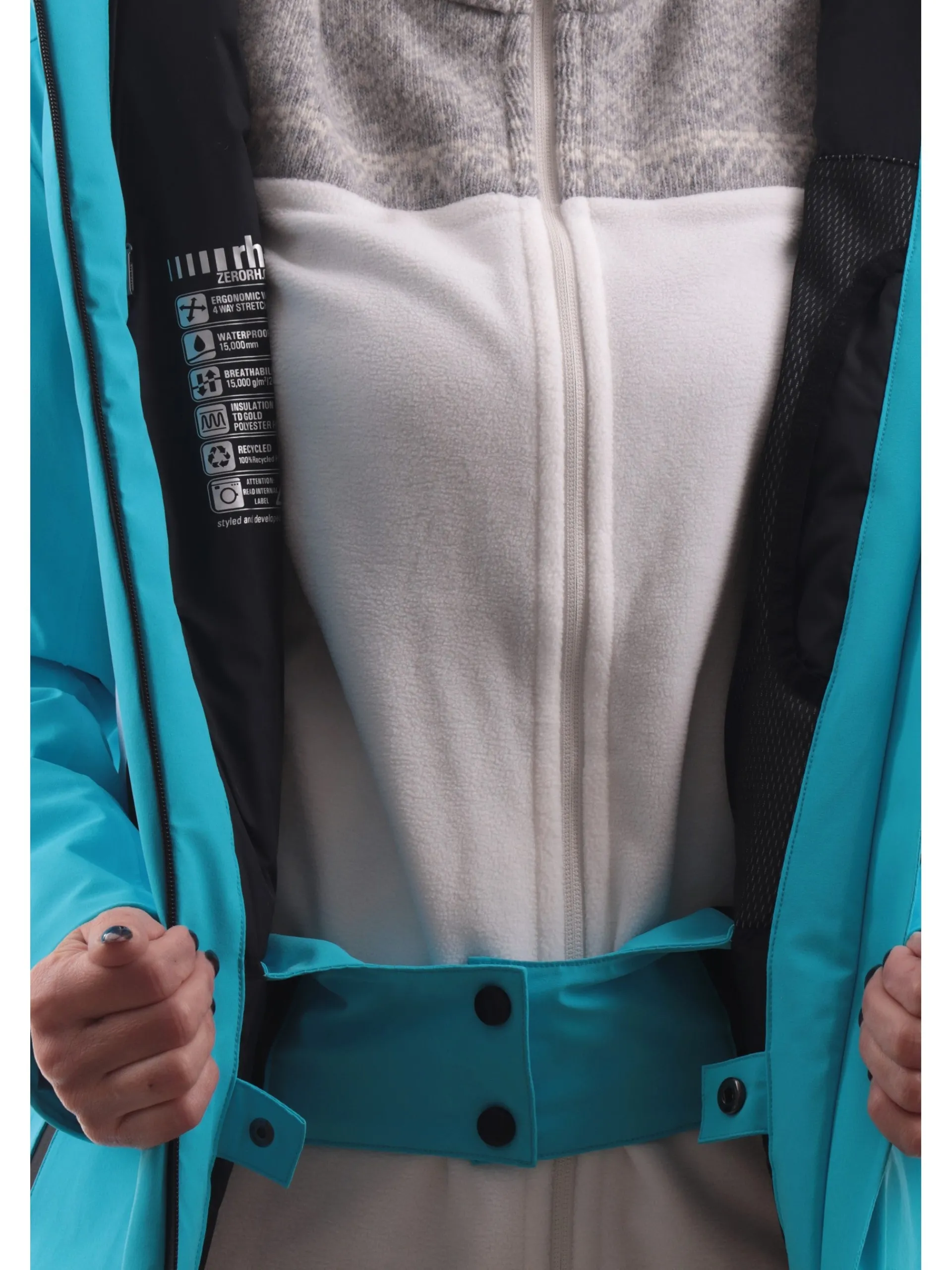 ZERORH+ Abbigliamento|Giubbini*Giacca Zero Rh bianca e celeste con cappuccio Tessa bicolore IND3149