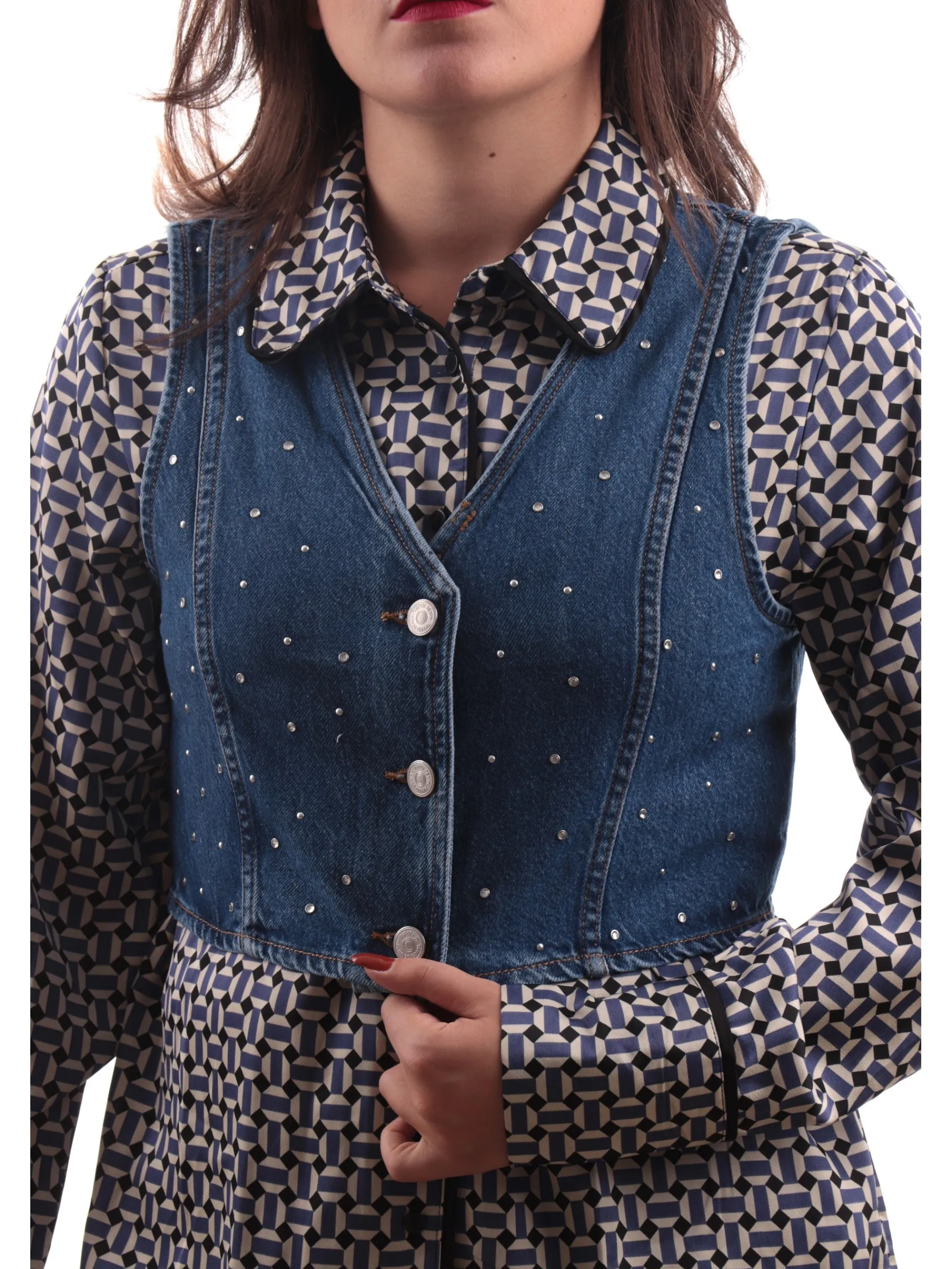 TIFFOSI Gilet*Gilet crop jeans da donna con strass Amber 2 10056739