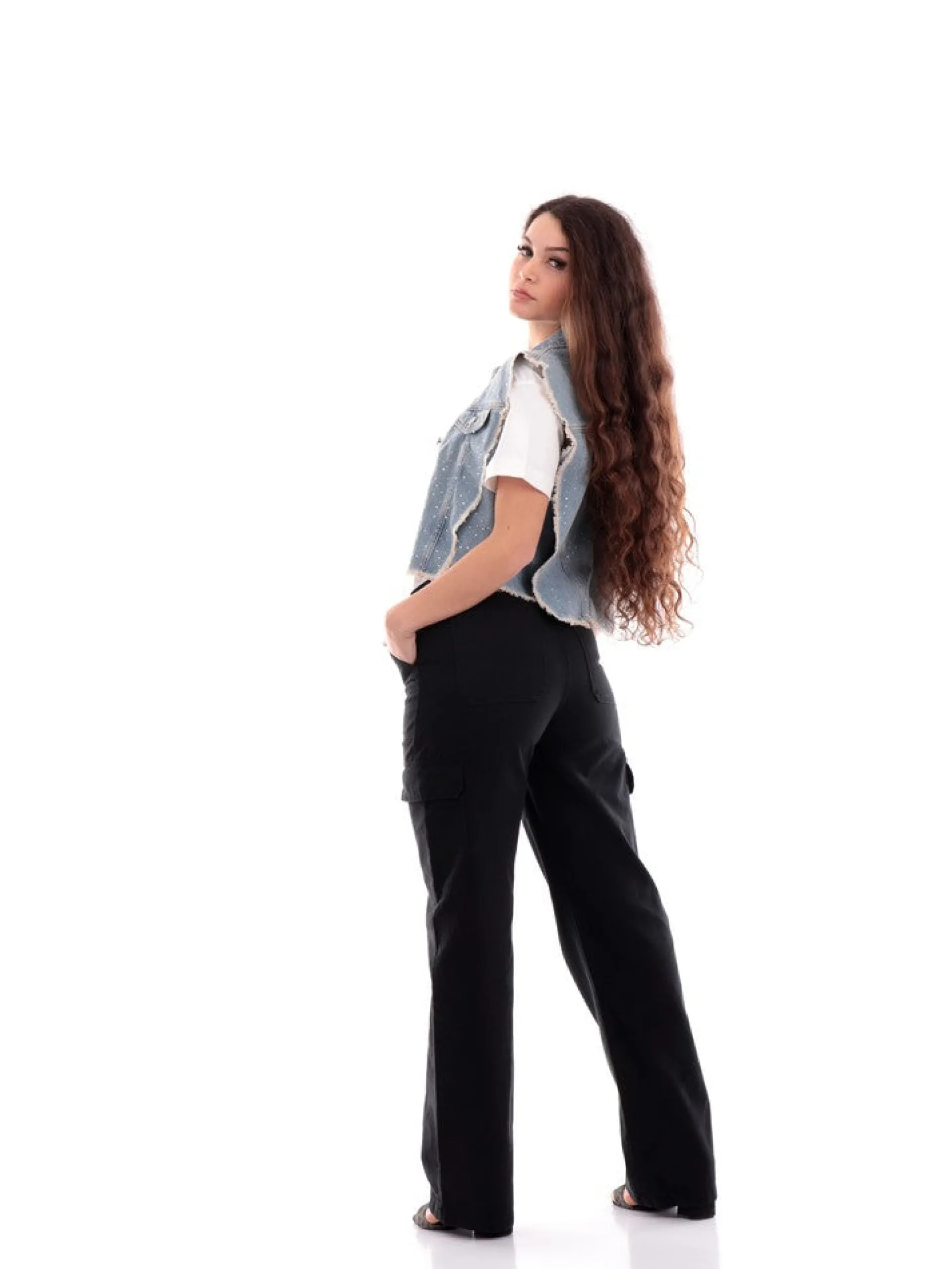 ONLY Gilet*Gilet jeans da donna con strass 15315267