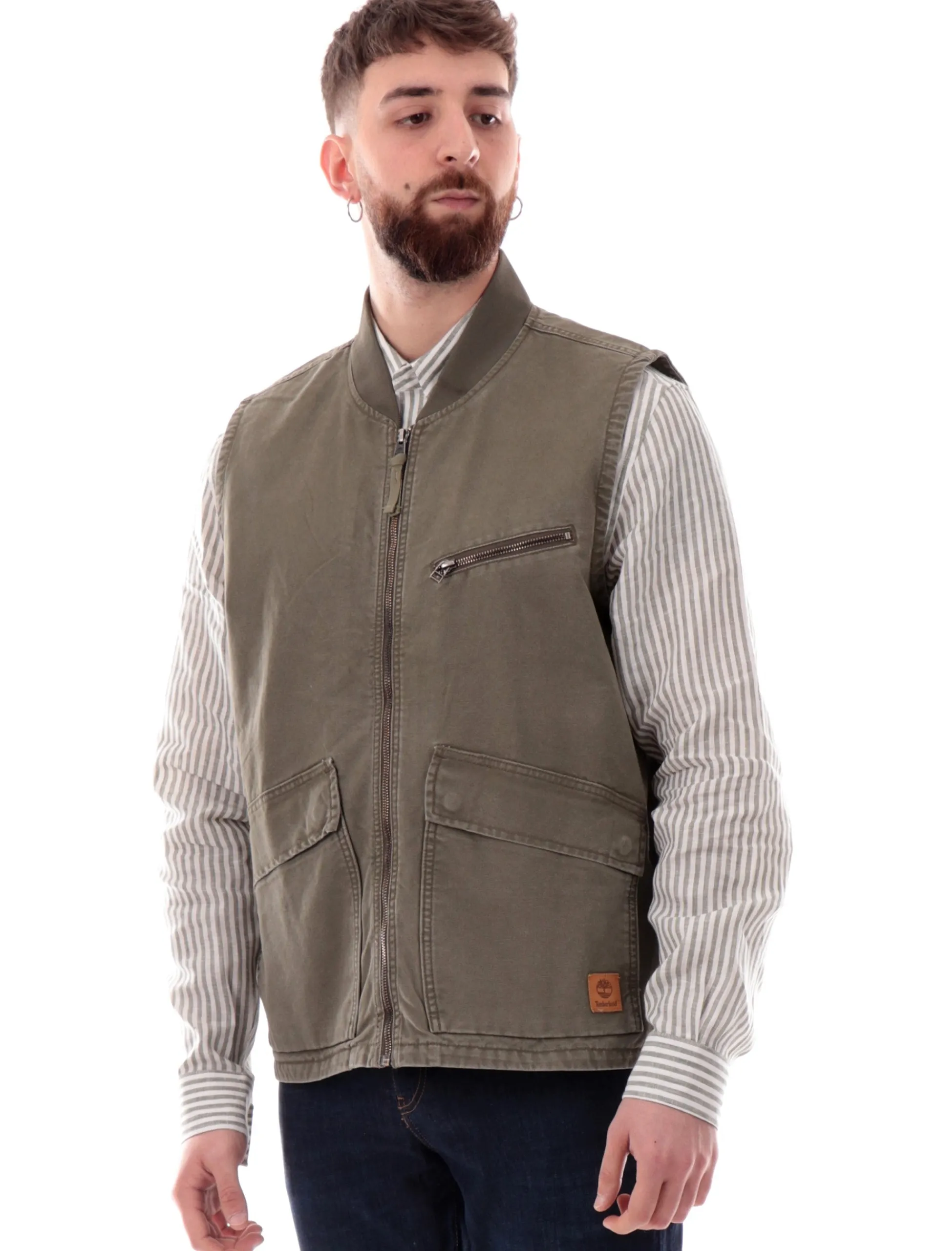 TIMBERLAND Gilet*Gilet verde militare da uomo Washed Canvas TB0A6GF7