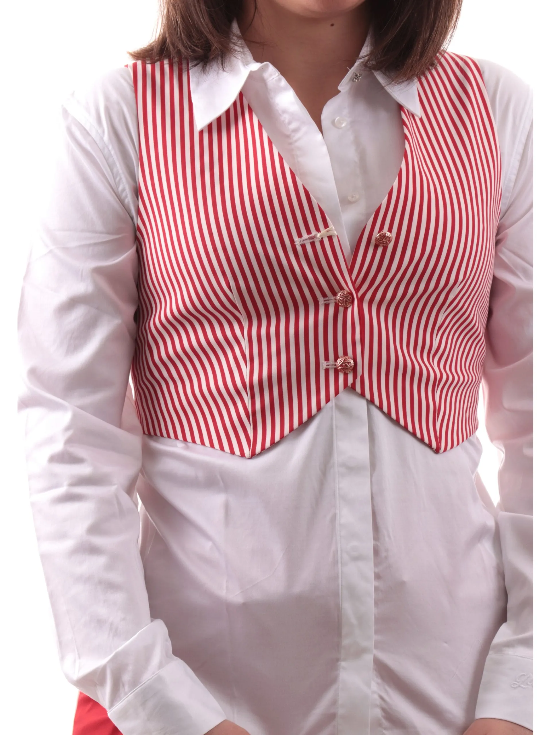YES ZEE Gilet*Gilet a righe rosso e bianco da donna G208YG002505