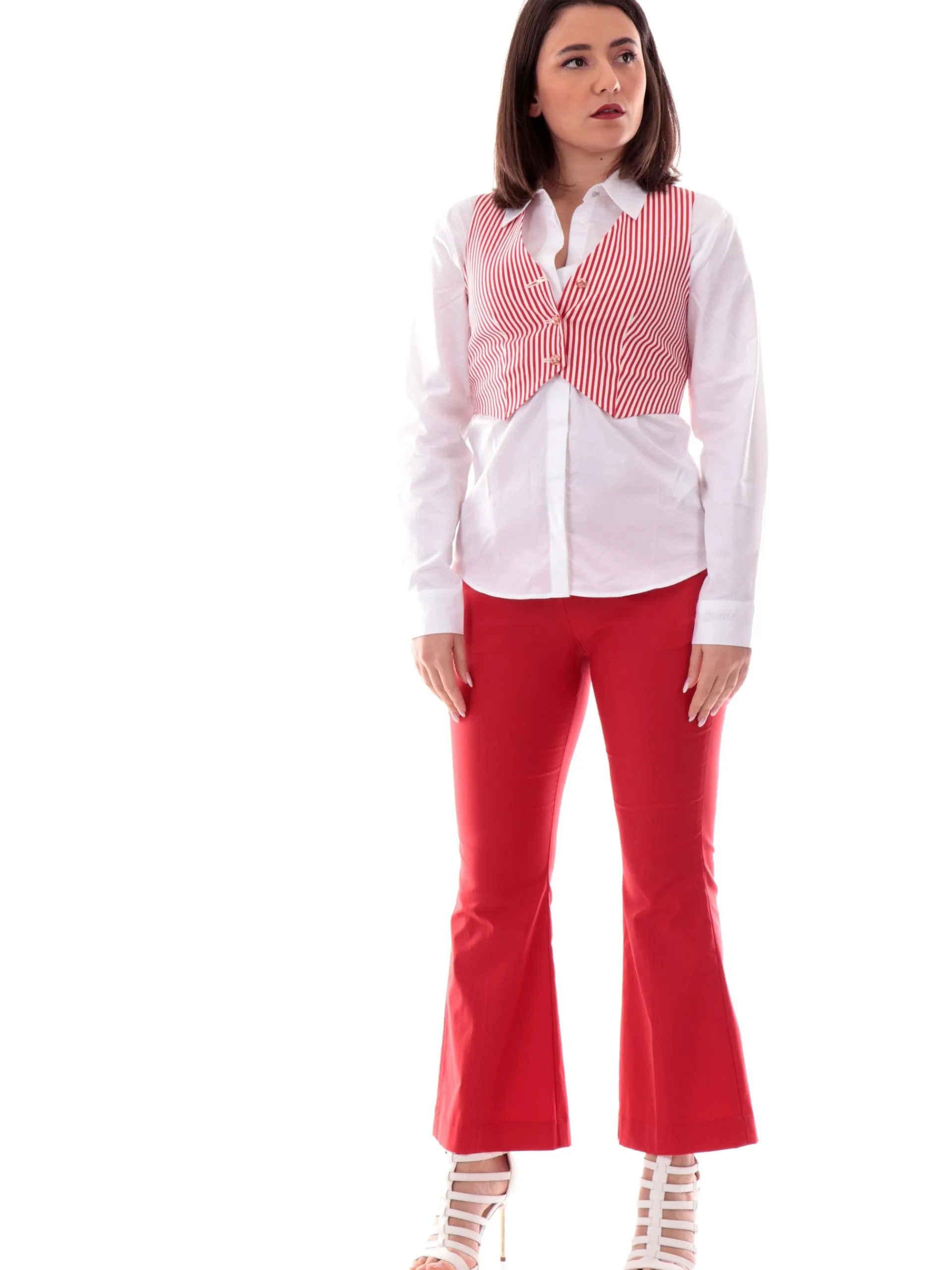 YES ZEE Gilet*Gilet a righe rosso e bianco da donna G208YG002505
