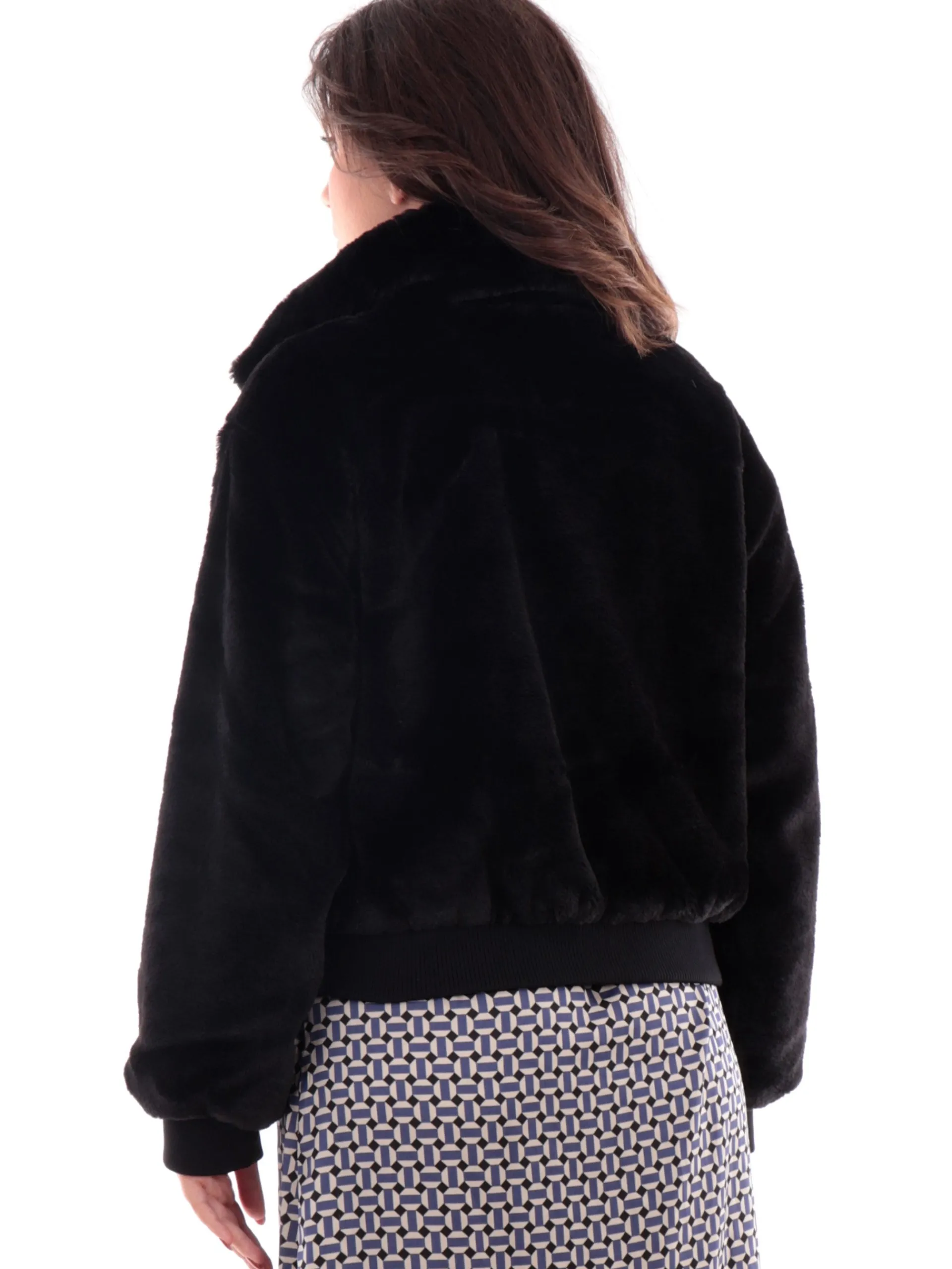 ONLY Giubbini*Giubbino pelliccia eco nero da donna full zip 15327330