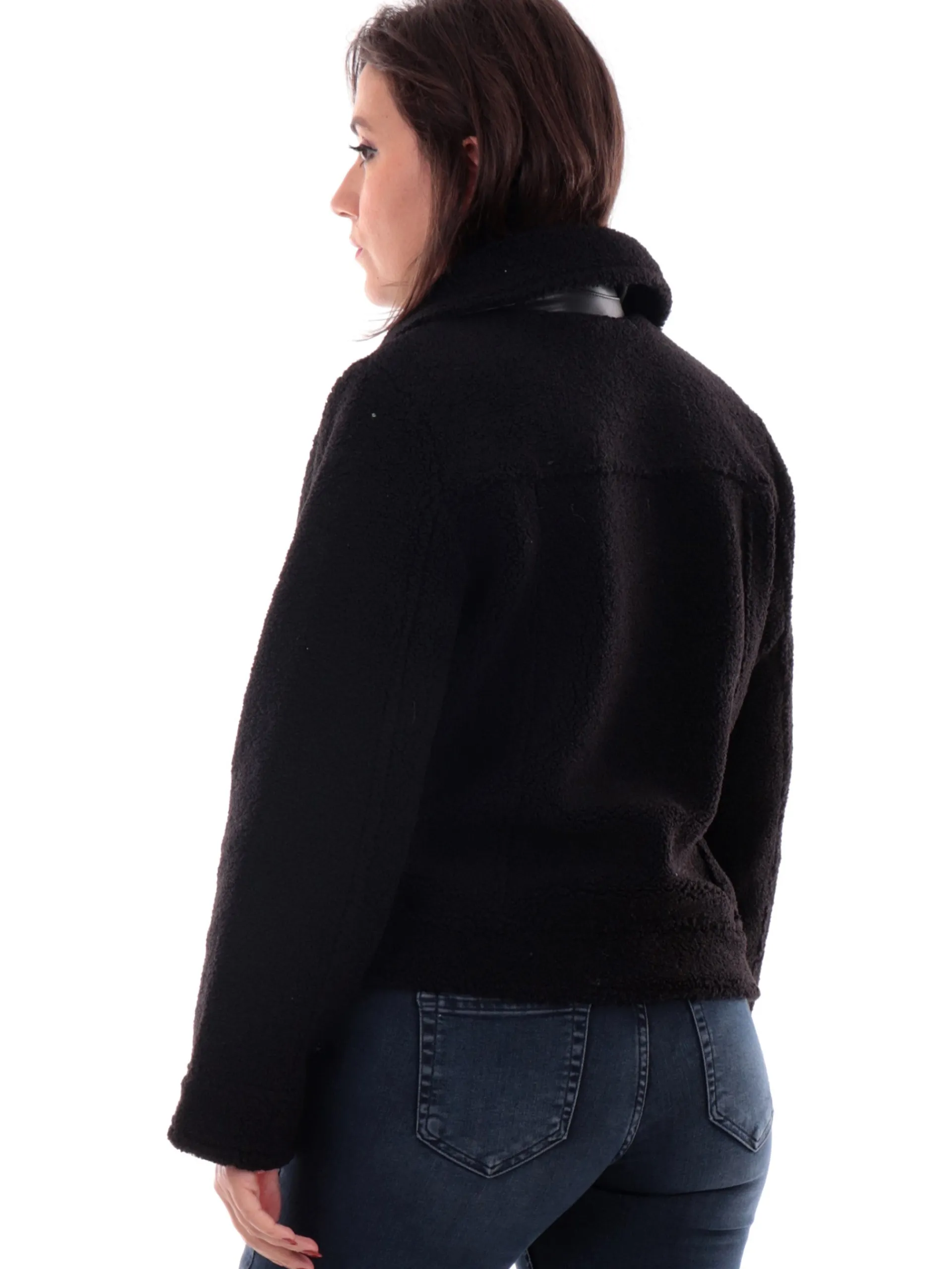 ONLY Giubbini*Giubbino pelliccia eco-friendly nero da donna Biker 15322441