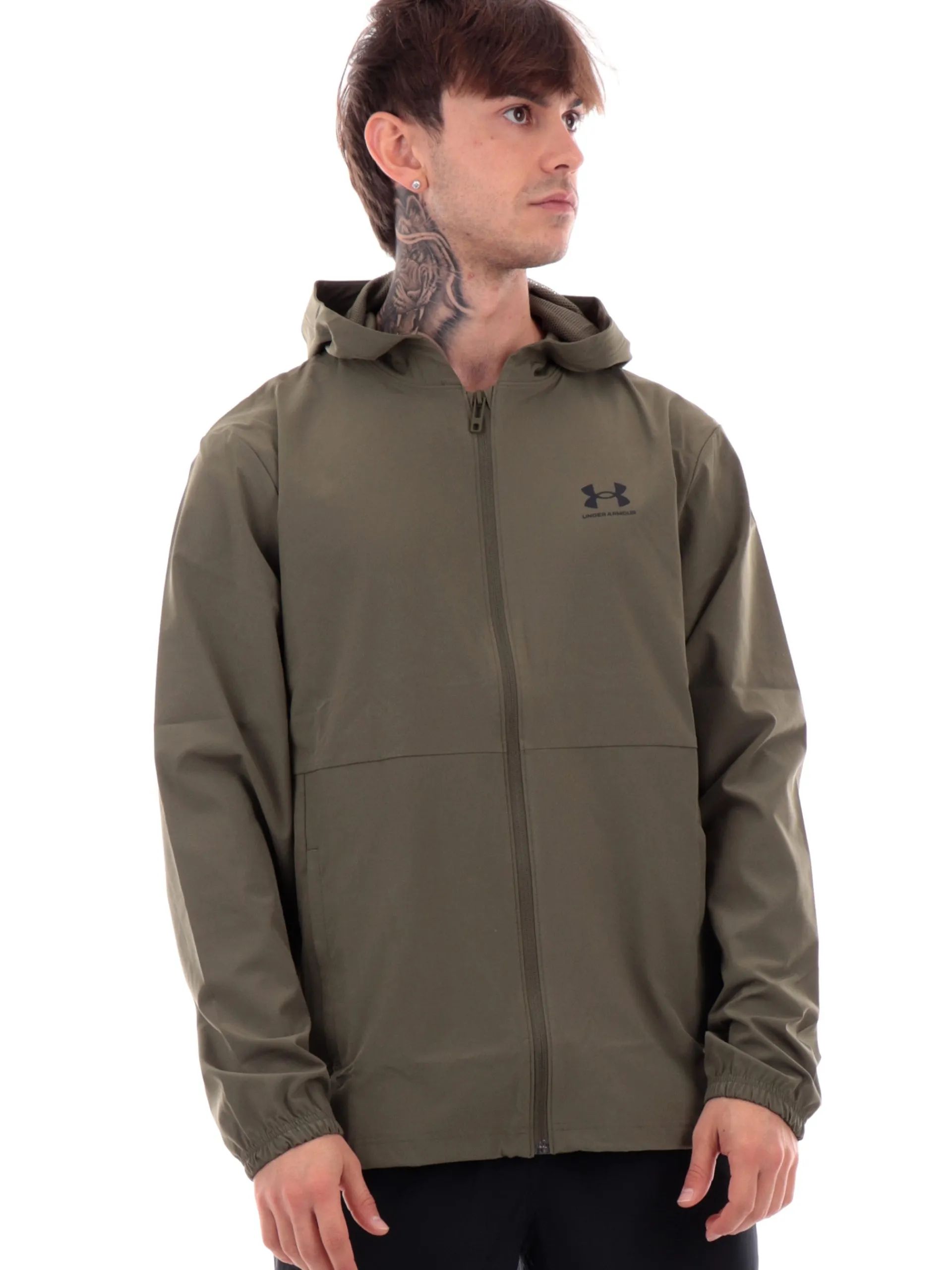 UNDER ARMOUR Giubbini*Giubbino Vibe Woven Windbreaker verde da uomo tecnico 13865550