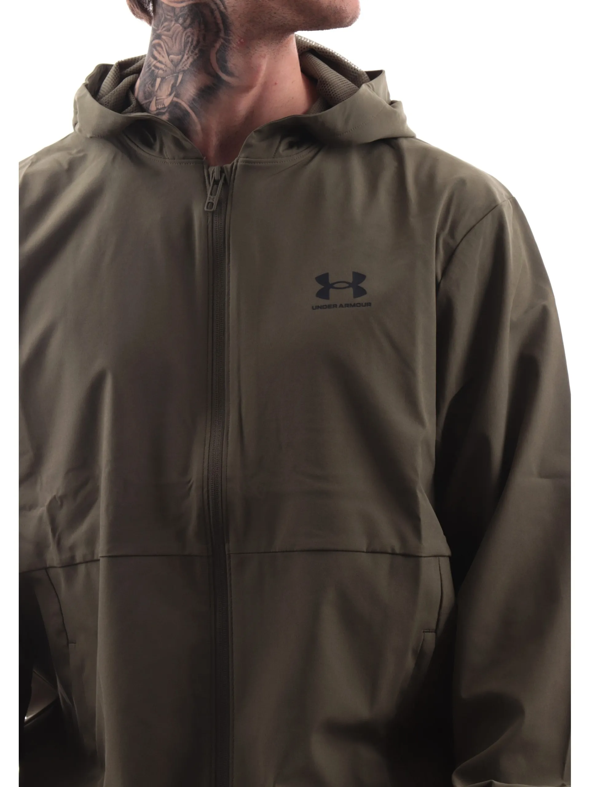 UNDER ARMOUR Giubbini*Giubbino Vibe Woven Windbreaker verde da uomo tecnico 13865550