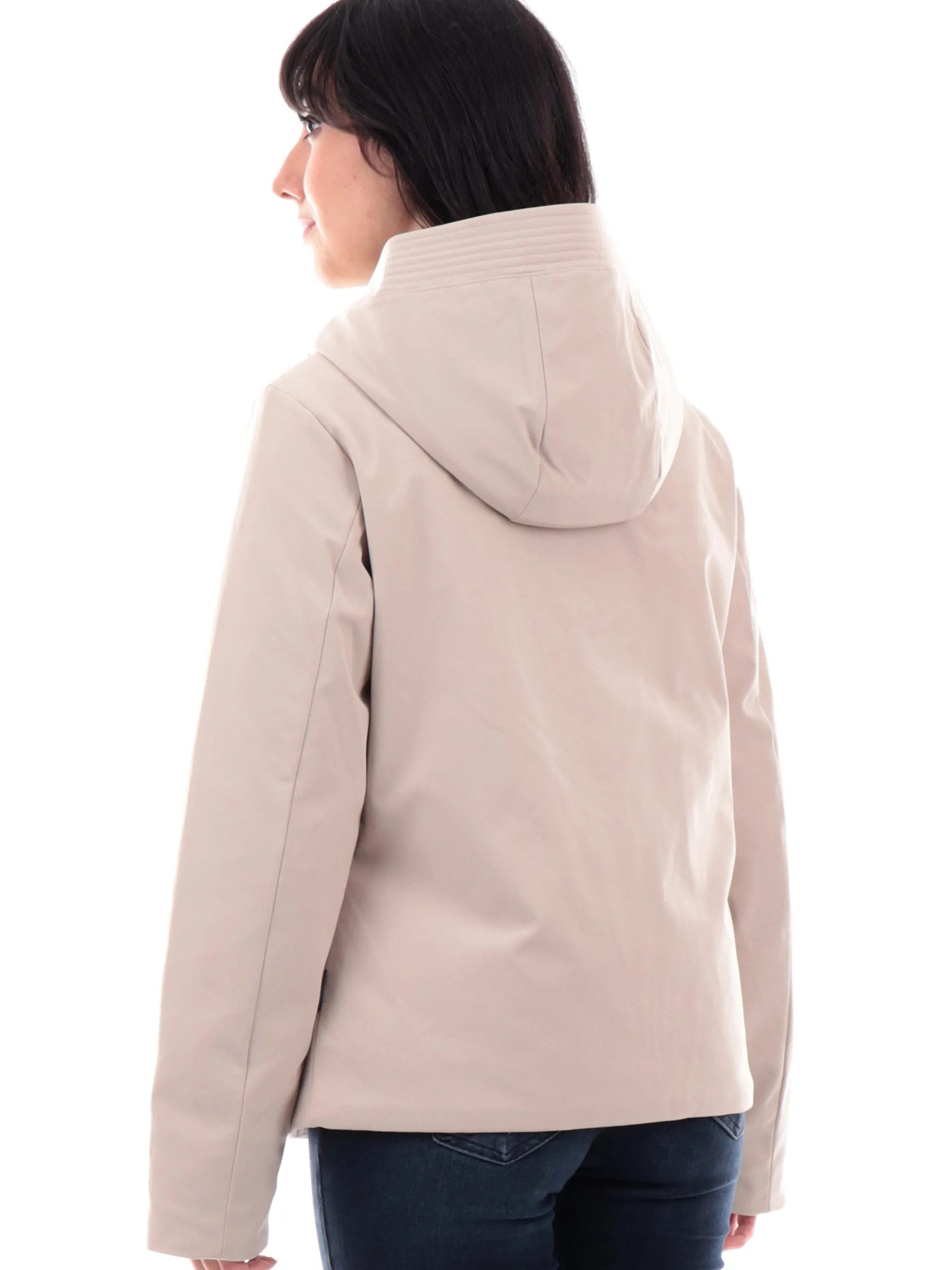 WOOLRICH Giubbini*Giubbino beige da donna Firth Down full zip con cappuccio 1016FRUT3496