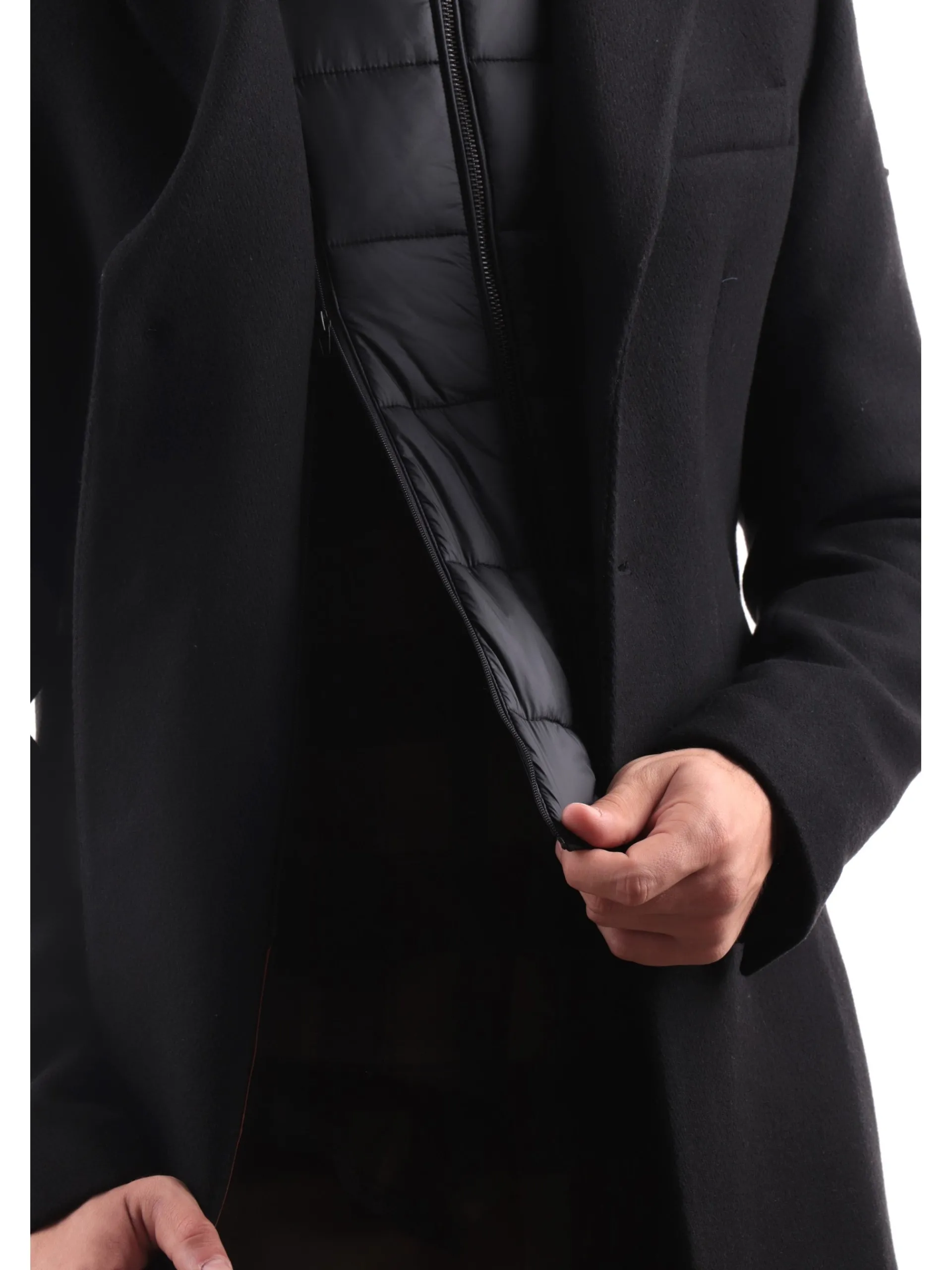 YES ZEE Cappotti*Giubbotto nero da uomo con finto Gilet O816KK00