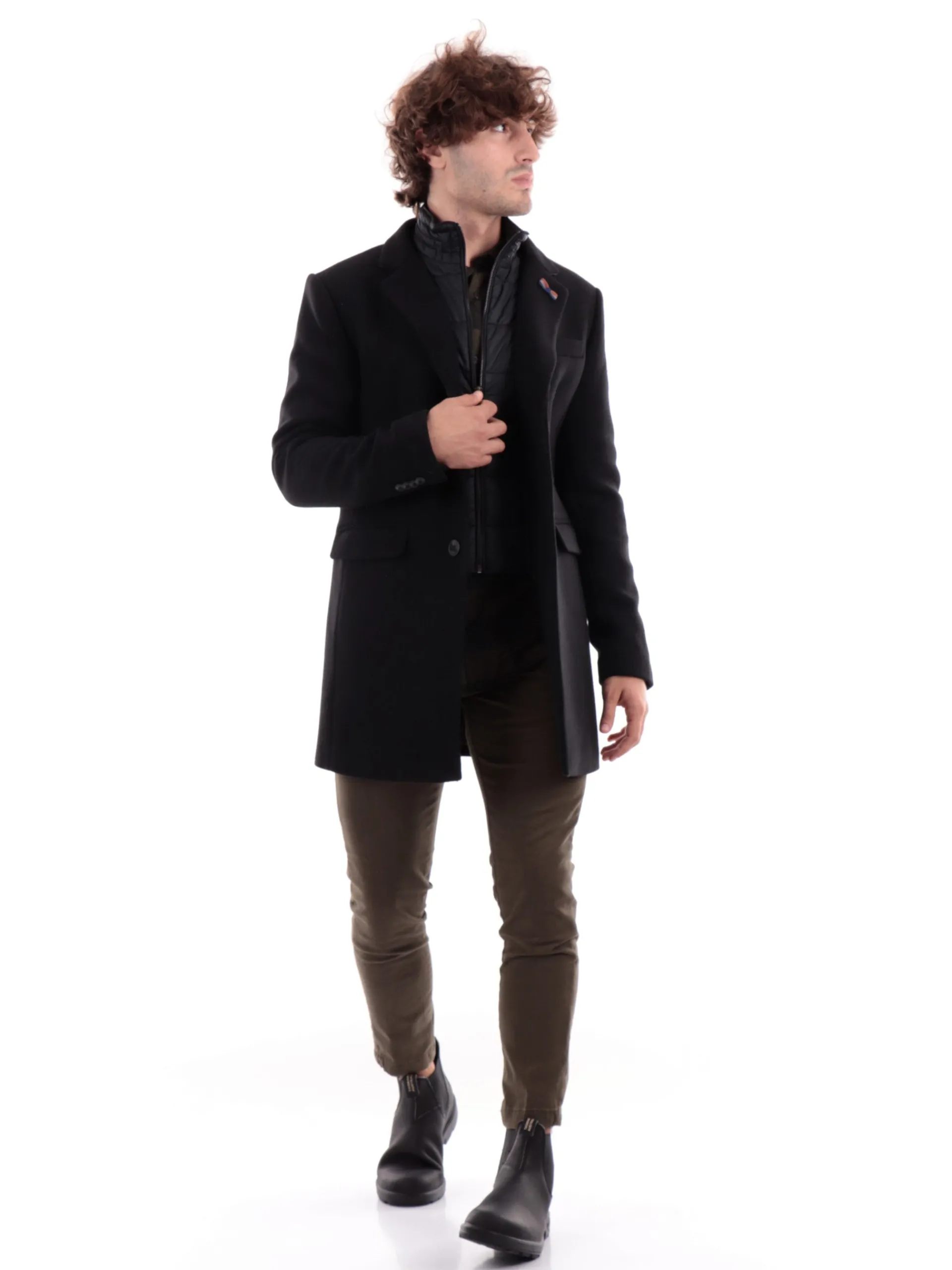 YES ZEE Cappotti*Giubbotto nero da uomo con finto Gilet O816KK00