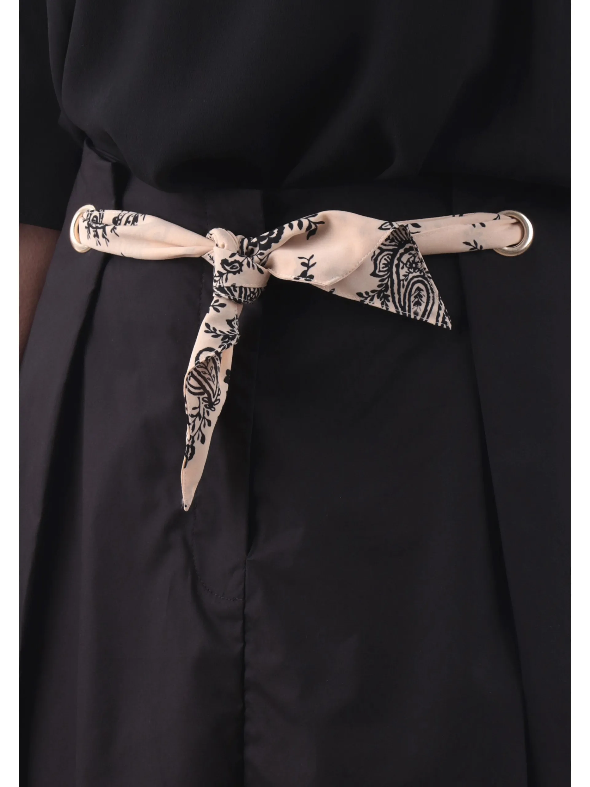ANIS Gonne*Gonna lunga nera da donna con cintura fantasia foulard 251C1250 029