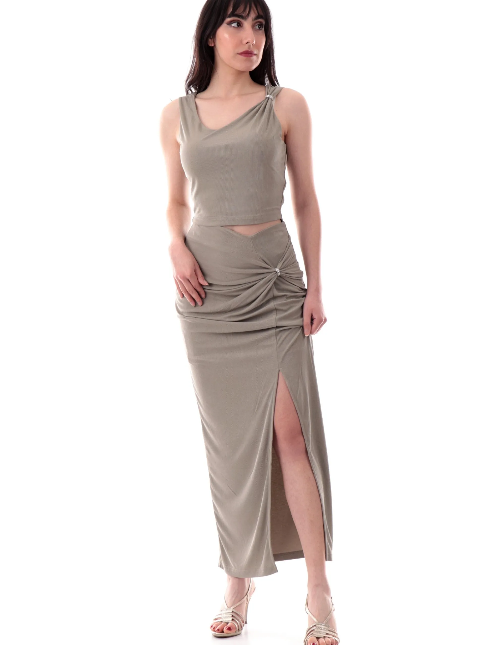 GUESS Gonne*Gonna lunga da donna con spacco laterale e dettaglio strass W5GD0EKAQL2