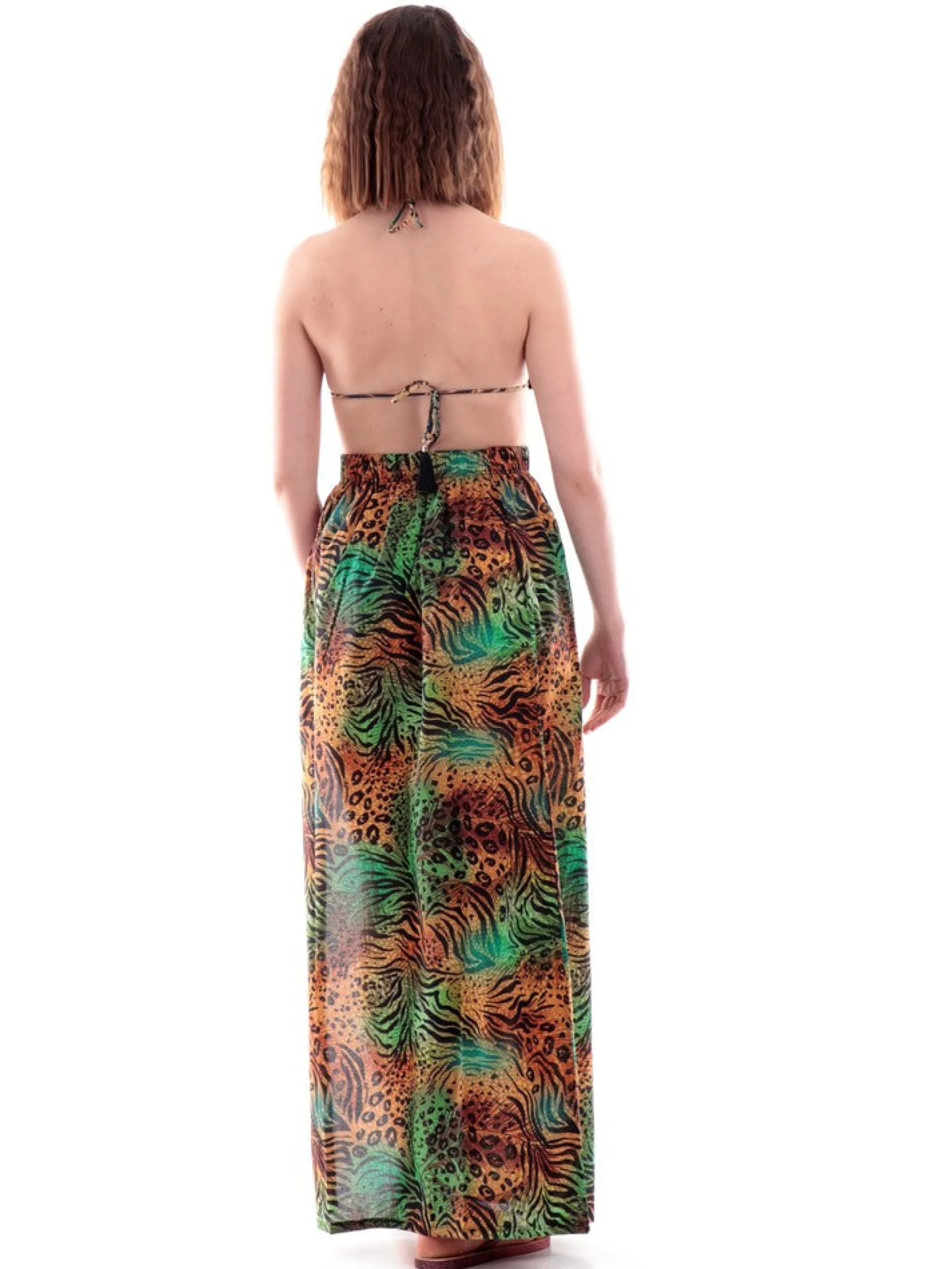 4GIVENESS Gonne*Gonna Pareo Donna Verde Sfumata Leopardata FGCW1407VU
