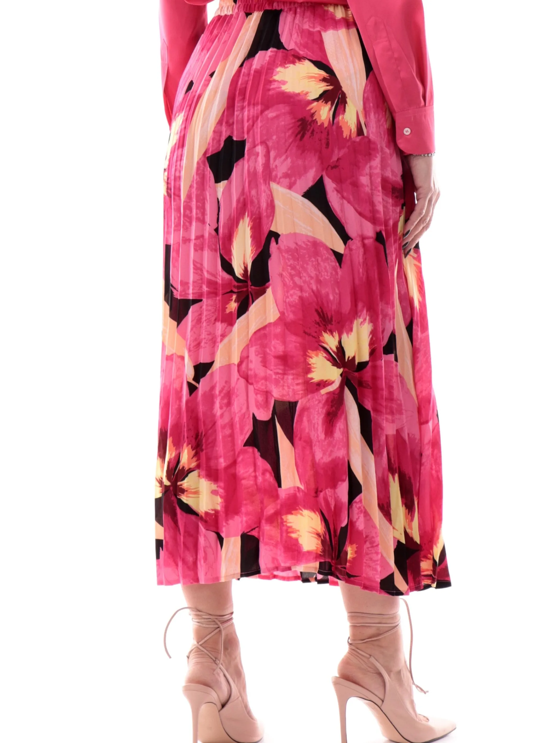 ONLY Gonne*Gonna plisse rosa da donna svasata fantasia foulard 15222539