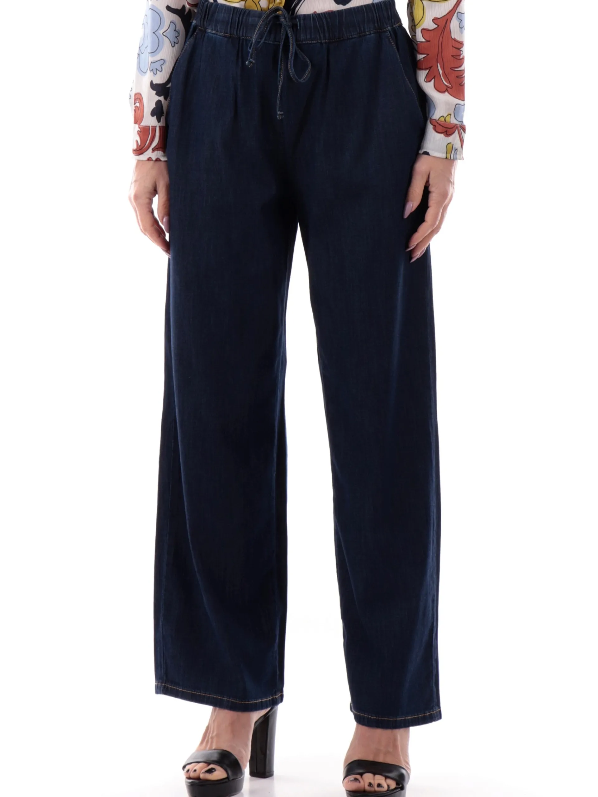 EMME MARELLA Jeans*Jeans a palazzo da donna con elastico in vita FINGERE