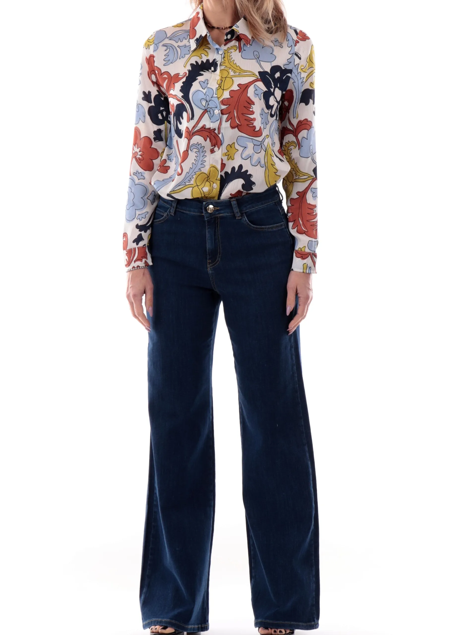 EMME MARELLA Jeans*Jeans a palazzo da donna con risvolto CRESPO