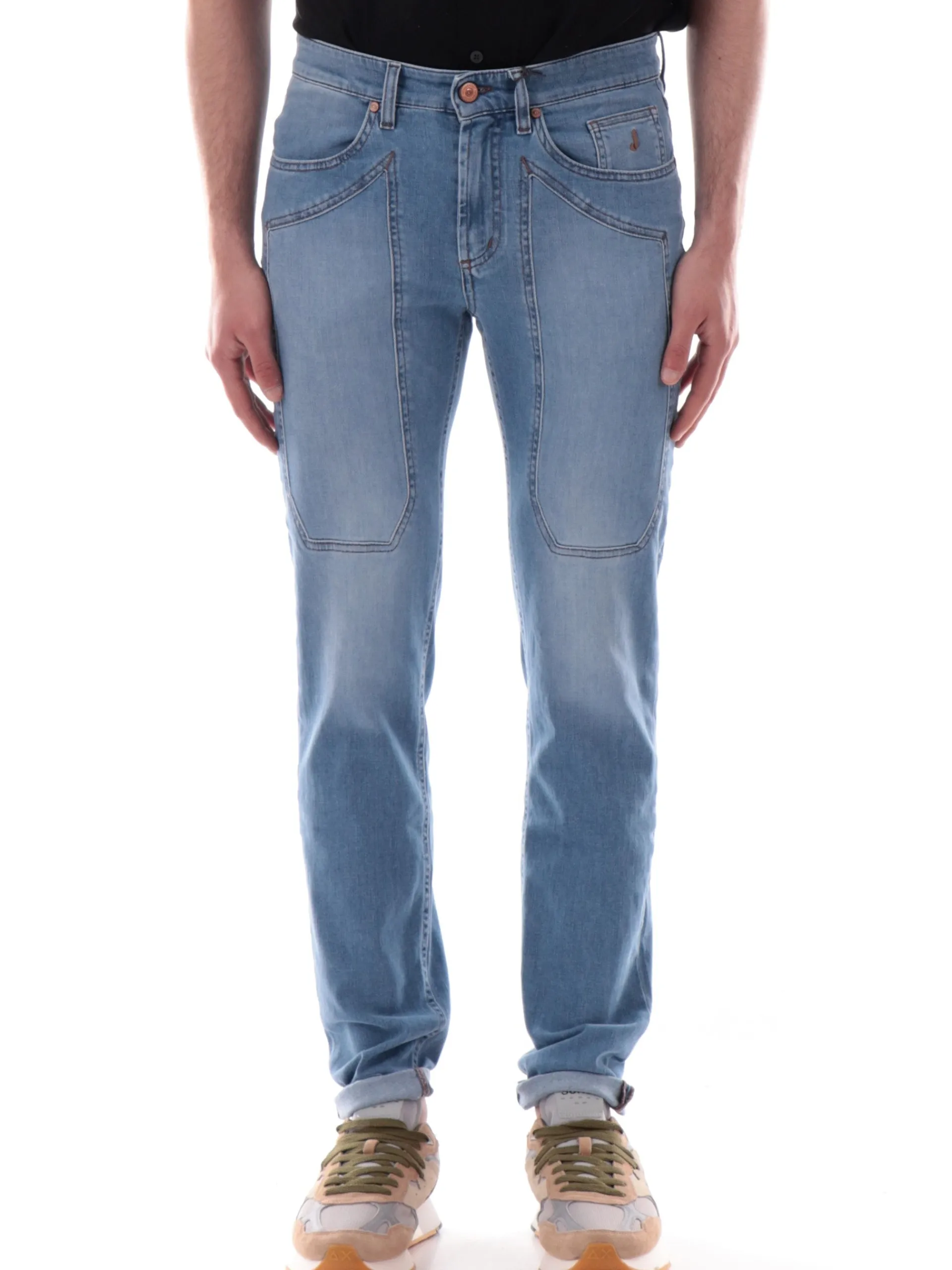 JECKERSON Jeans*Jeans John blu da uomo Slim con toppe UPPA077DEN037 D110