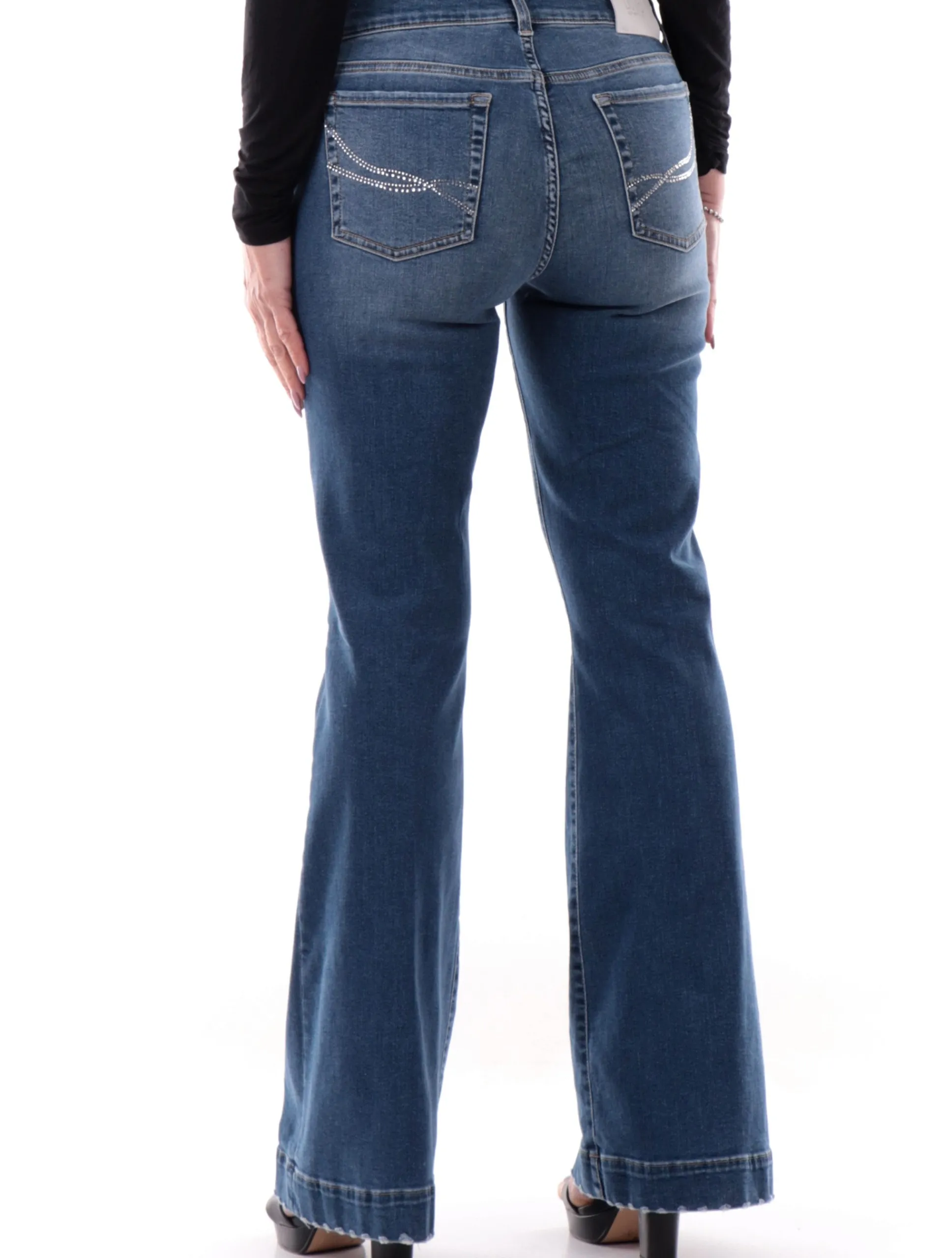LIU JO MILANO Jeans*Jeans Liu Jo a zampa da donna strass posteriori UA5061DS615