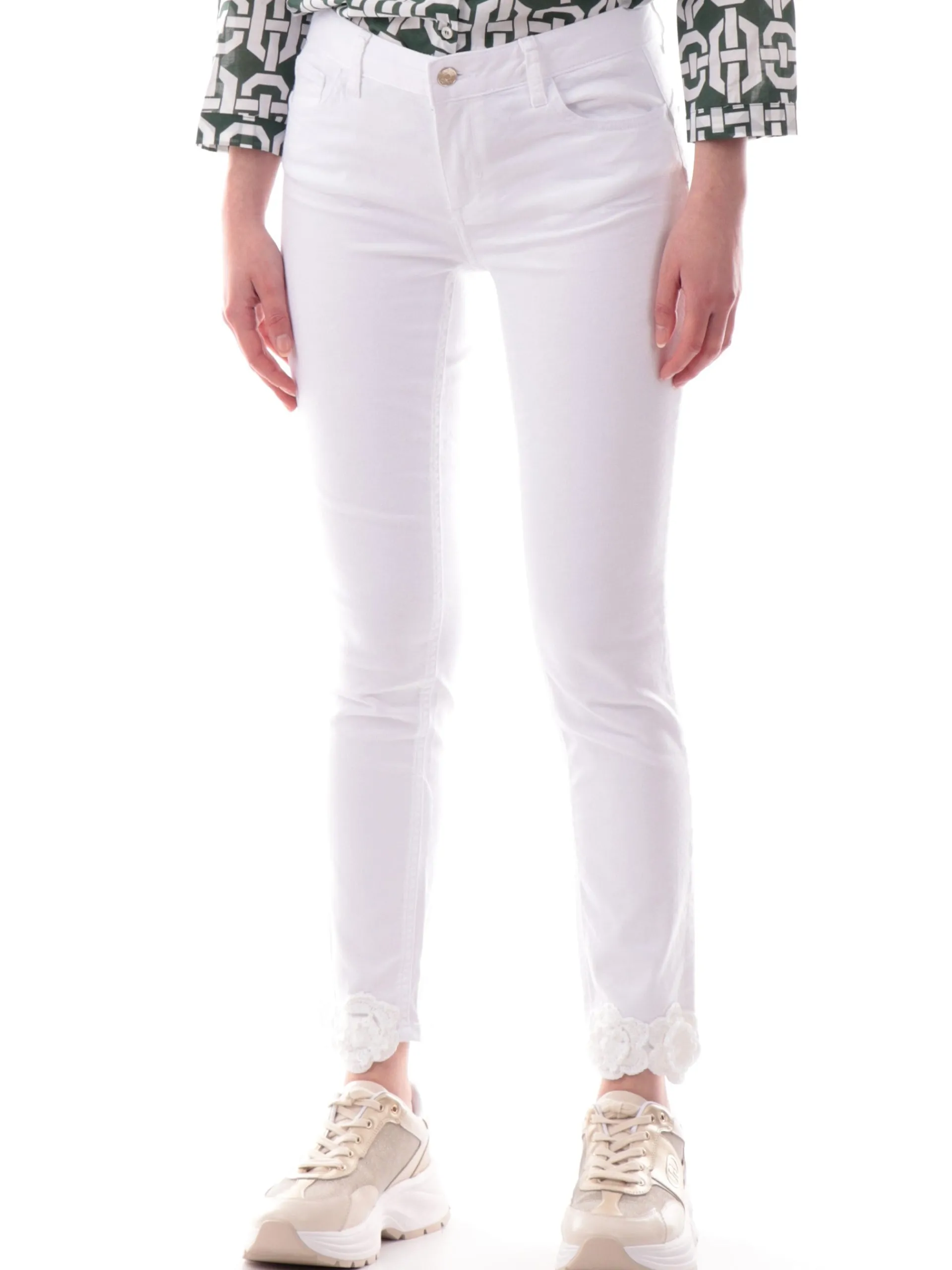 LIU JO MILANO Jeans*Jeans Liu Jo Bottom Up bianchi da donna con ricami floreali WA5457T4033